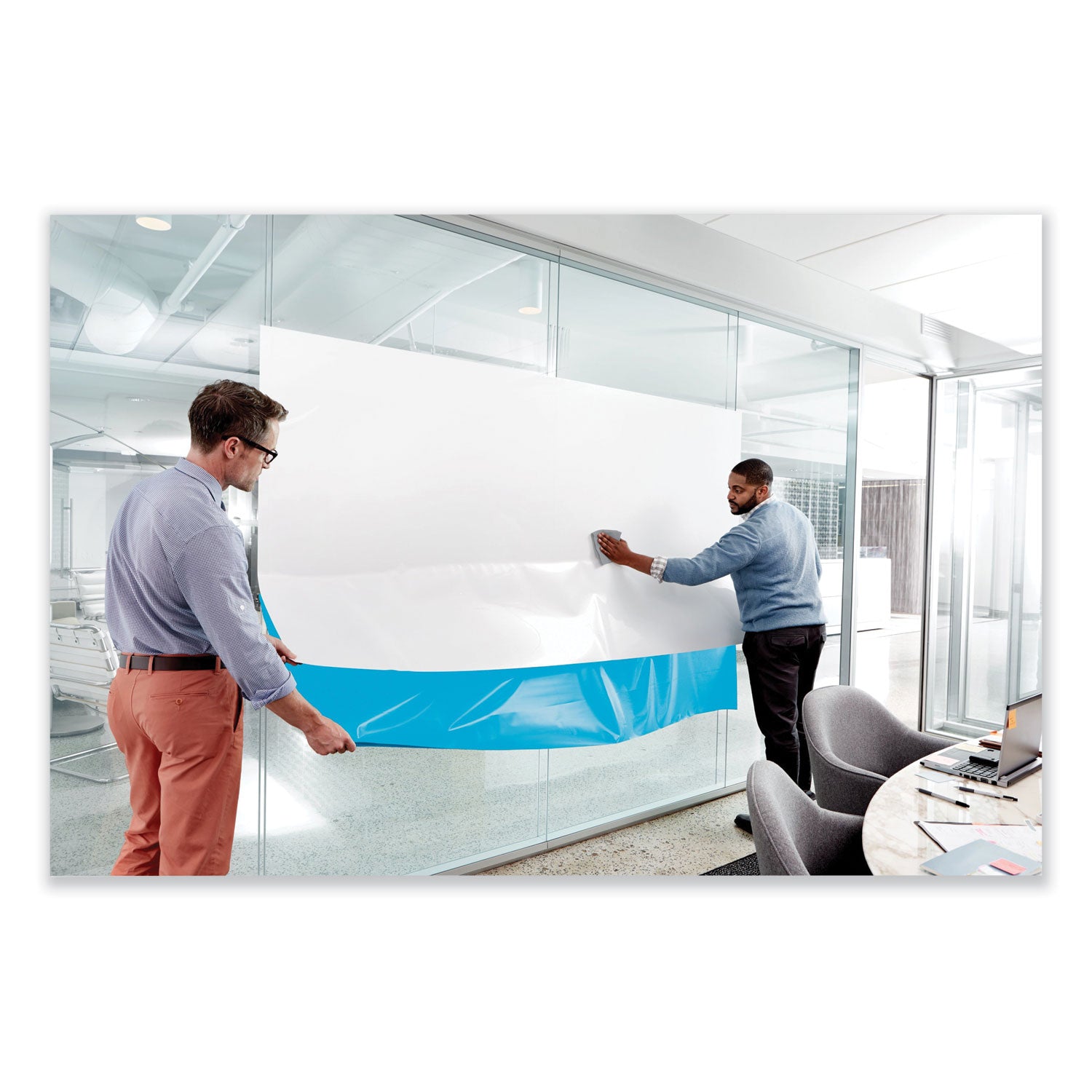 Post-it Self-Stick Dry-Erase Film Surface, White, 36" x 48", Flexible, Stain Resistant, Self-stick, Rectangle, 1 Pack