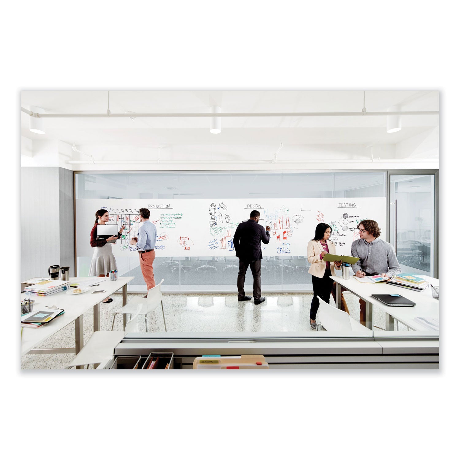 Post-it® Self-Stick Dry-Erase Film Surface, White, 24" x 36", Rectangle, Flexible, Stain Resistant, Self-stick, 1 Pack