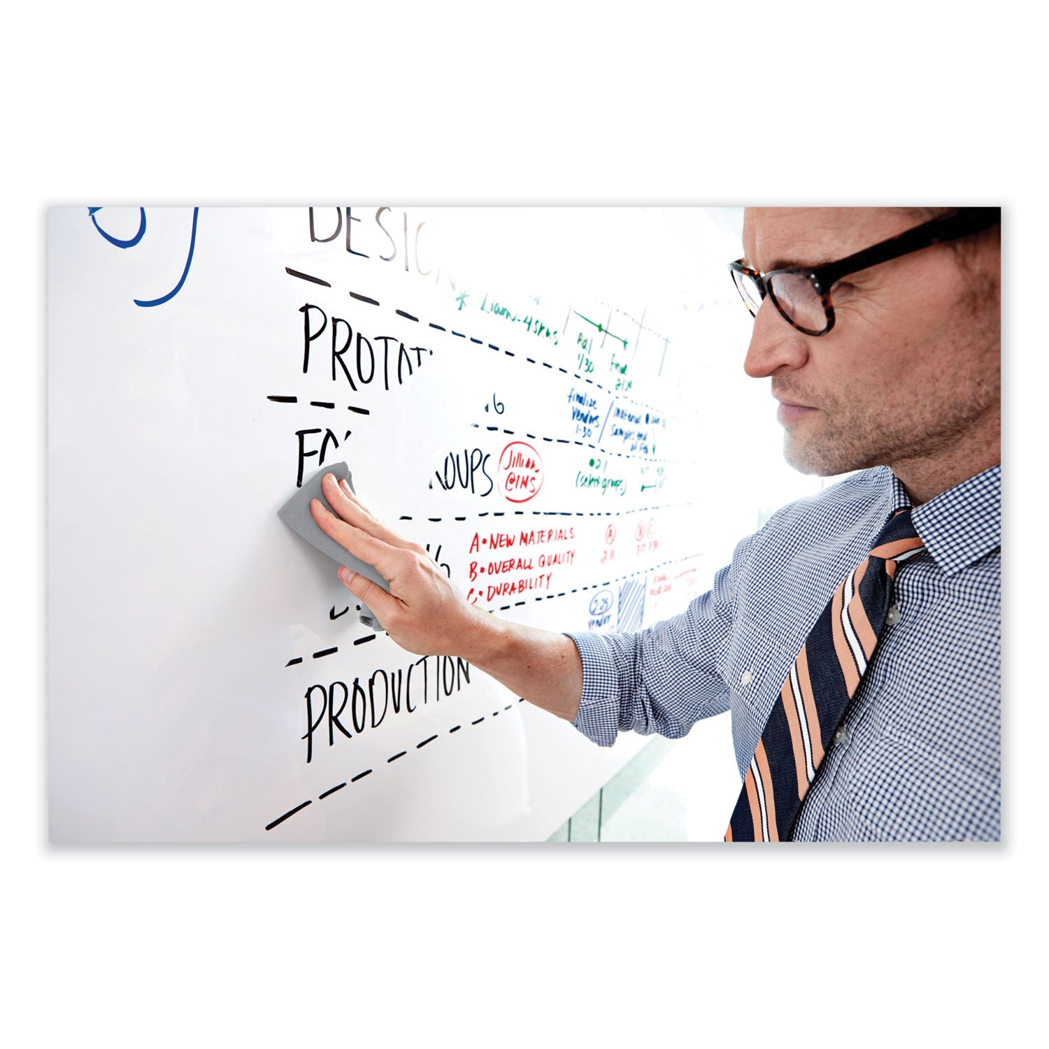 Post-it Self-Stick Dry-Erase Film Surface, White, 36" x 48", Flexible, Stain Resistant, Self-stick, Rectangle, 1 Pack