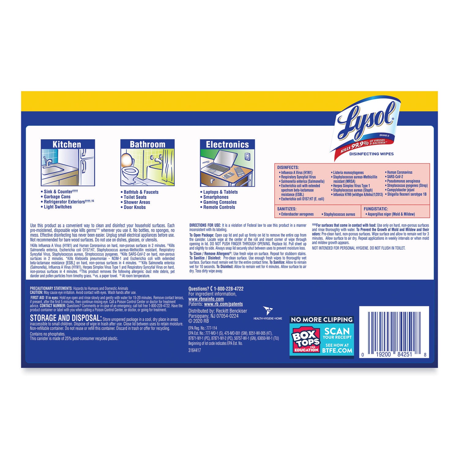 Lysol Lemon/Lime Disinfecting Wipes - For Multi Surface, Multipurpose - Lemon, Lime Blossom Scent - Recommended For: Virus Remover, Bacteria Remover - Pre-moistened, Deodorize, Disinfectant, Anti-bacterial - White - 80/Tub - 2 / Carton