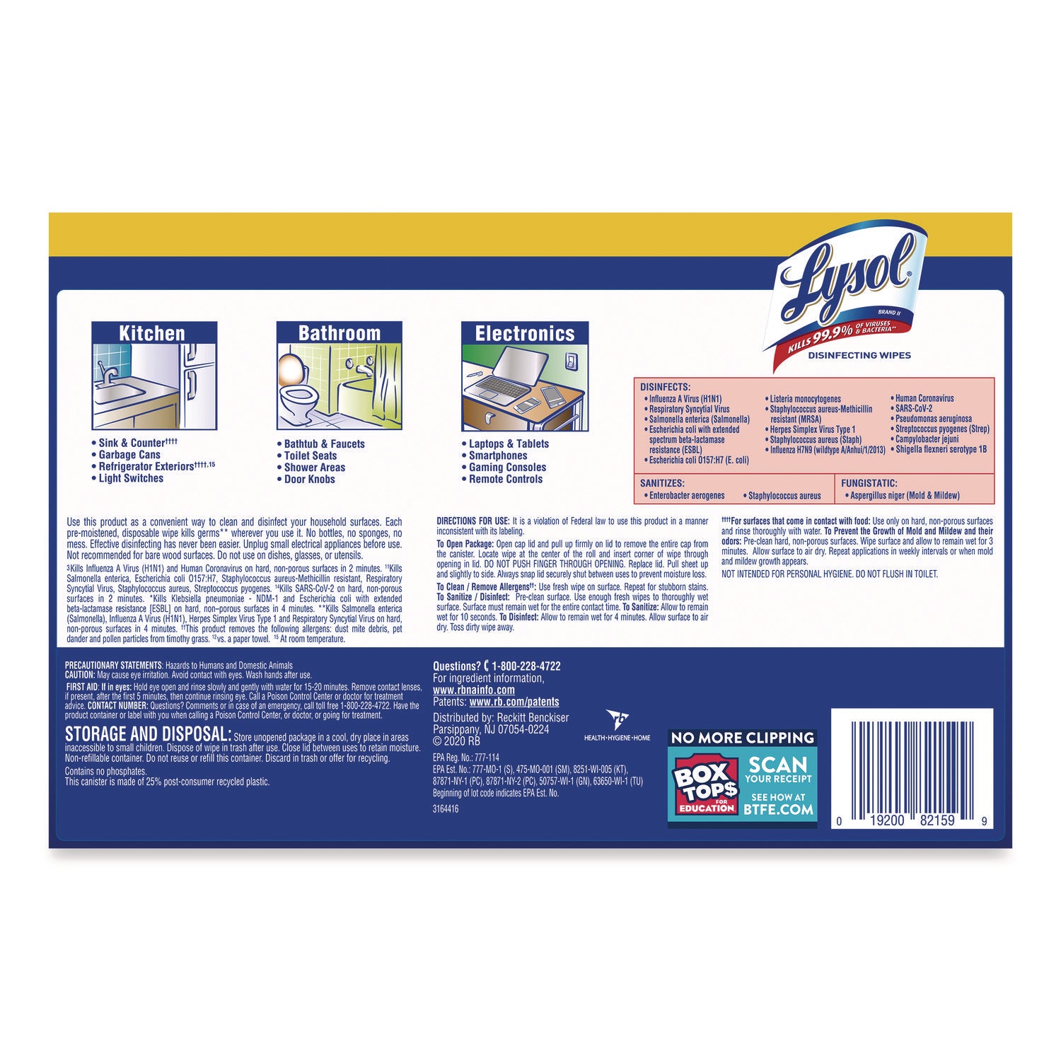 Lysol Disinfecting Wipes - For Multi Surface - Wipe - Lemon Scent - Recommended For: Bacteria Remover, Virus Remover, Allergen Remover, Pet Dander Remover, Dust Mite Remover, Pollen Remover - Disinfectant, Antibacterial - White - 35/Tub - 4 / Carton