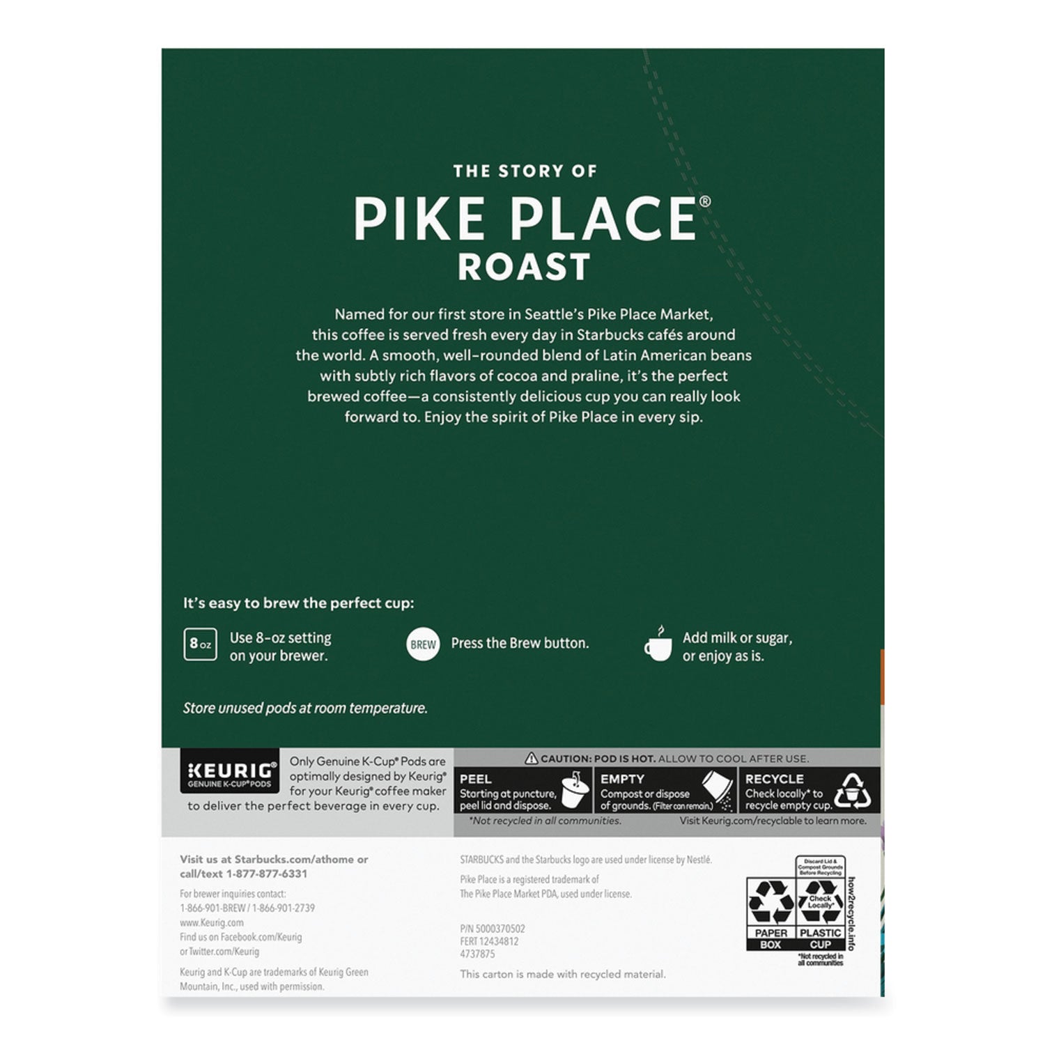 Pike Place Coffee K-Cups Pack, 24/box