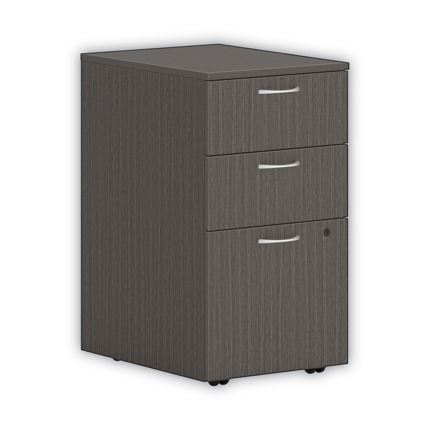 HON Mod HLPLPMBBF Pedestal, 3 Drawers, Slate Teak Finish, 28" H x 15" W x 20" D, 1 Each