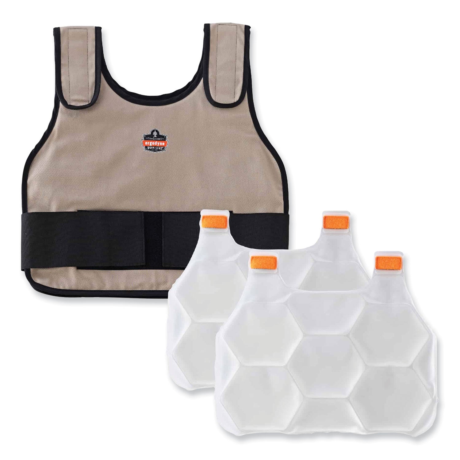 Ergodyne 6230 Safety Vest - Recommended for: Indoor, Outdoor, Pulp & Paper, Motorcycle, Biking - Large/Extra Large - Hook & Loop Closure - Cotton, Fabric - Khaki - Adjustable, Comfortable, Long Lasting, Flexible, Machine Washable - 1 Each
