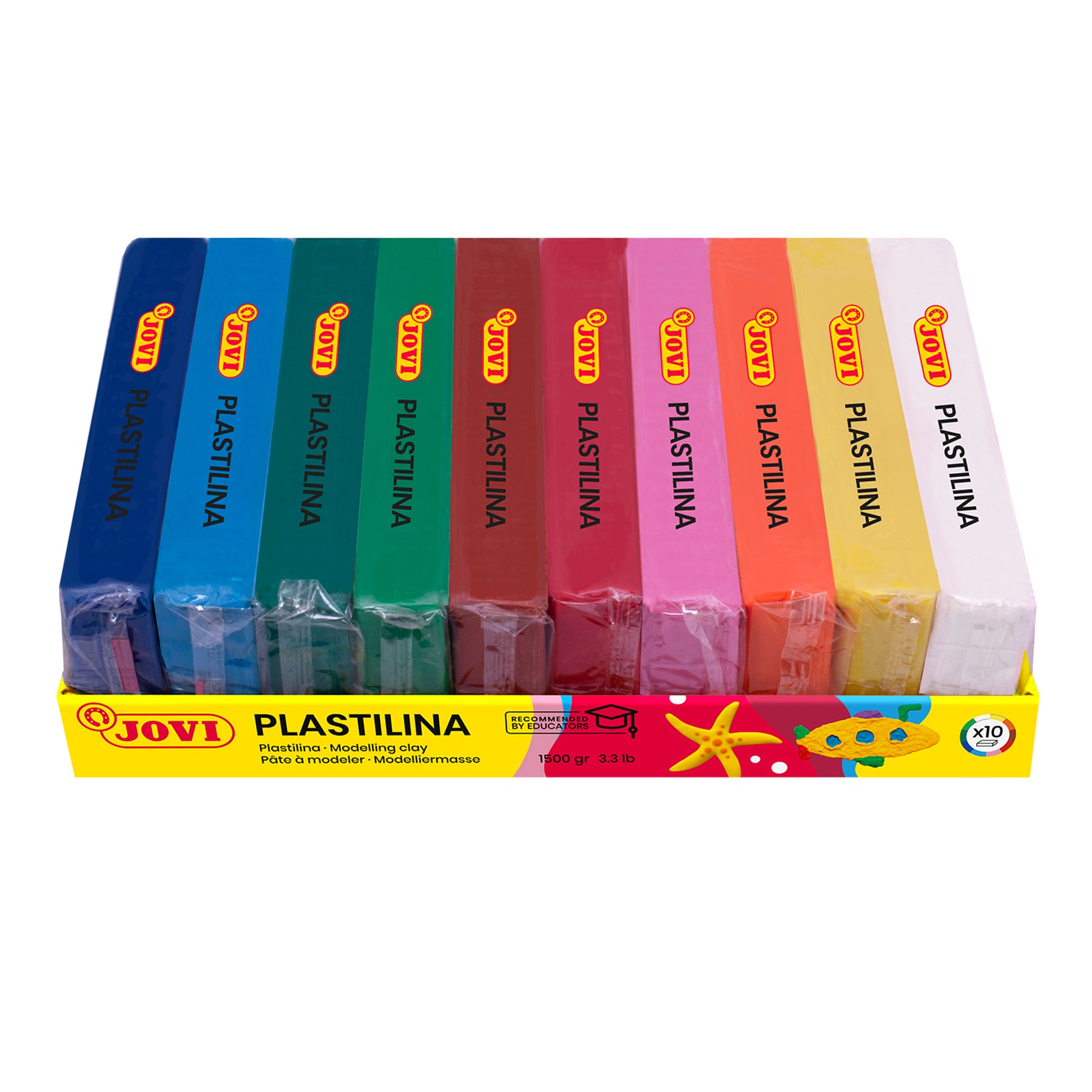 Plastilina Modeling Clay, Assorted Colors, 15 Bars (150 g Each), Non-Drying Reusable Modeling Clay