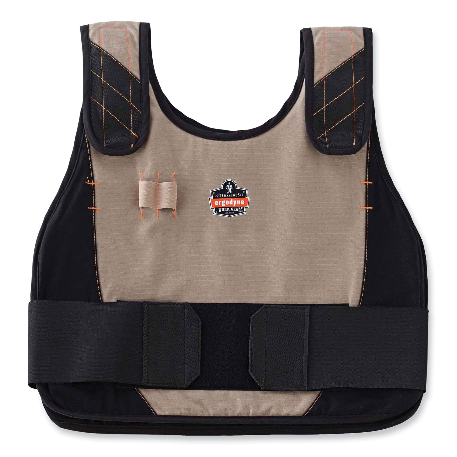 Ergodyne 6215 Safety Vest, Large/Extra Large, Khaki, Flame Resistant, Reflective Strap, Adjustable Hook & Loop Closure, Cotton/Modacrylic Blend, Includes 2 Cooling Packs, 1 Each