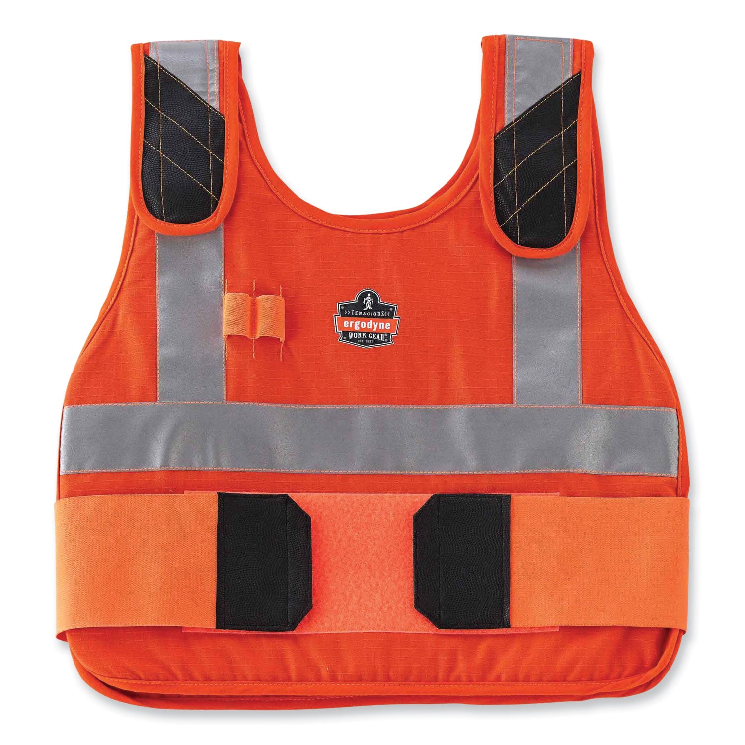 Ergodyne 6215 Safety Vest, Small/Medium, Khaki, Hook & Loop Closure, Adjustable, Flame Resistant, Reflective Strap, Elastic Loop, Cotton/Modacrylic Fabric, Includes 2 Cooling Packs, 1 Each