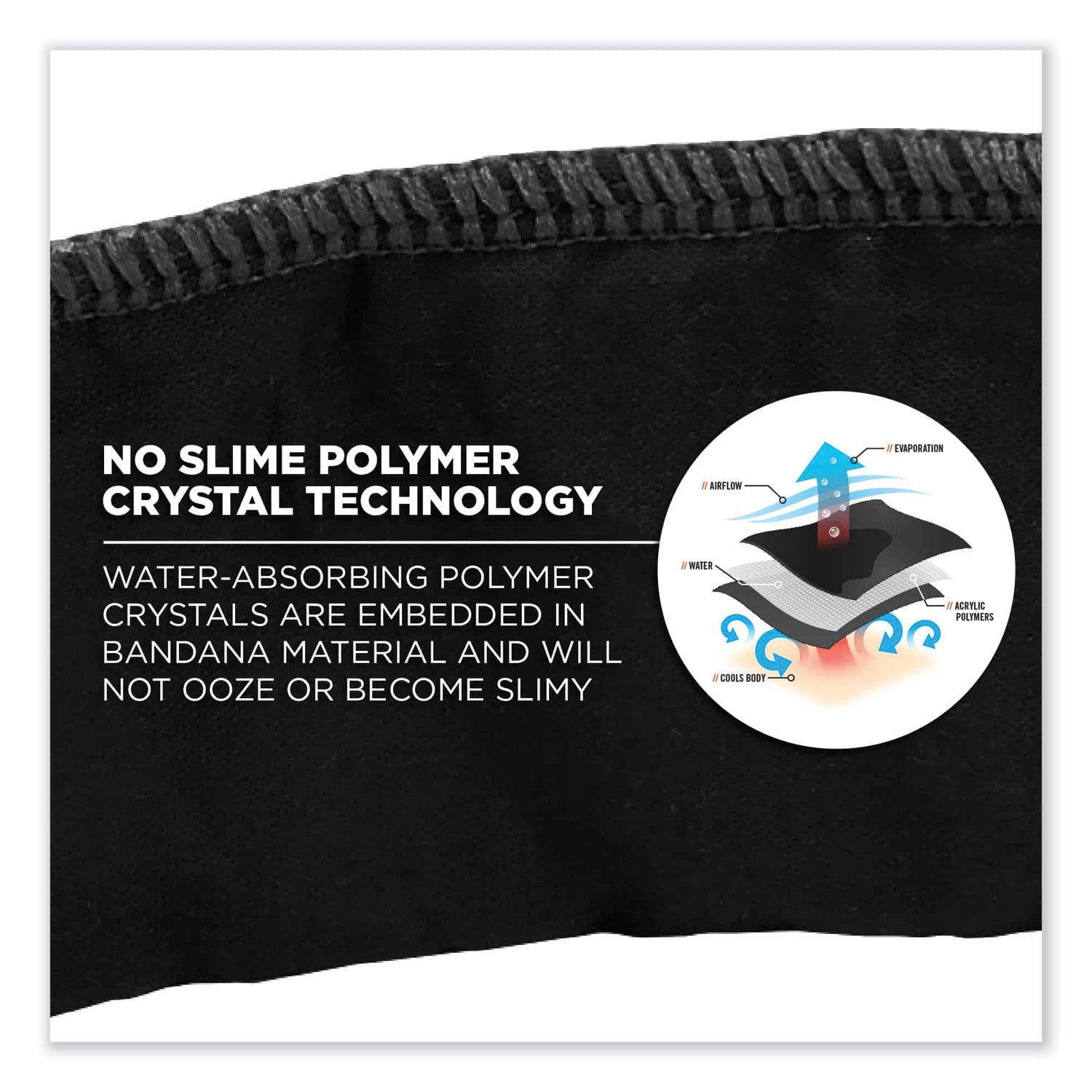 Ergodyne 6702 Cooling Bandana - Black - Polymer