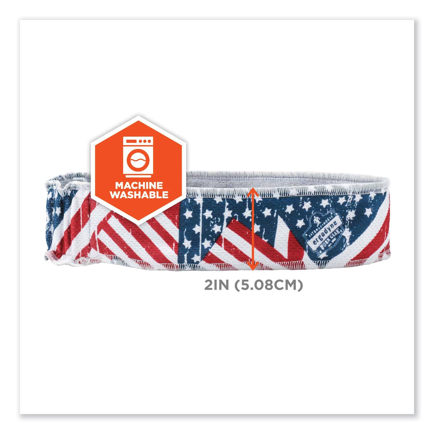Ergodyne 6605 High-Performance Headband - Stars and Stripes Design - 2" Height x 0.3" Width x 20" Length - Cloth, Elastic - 6 / Carton