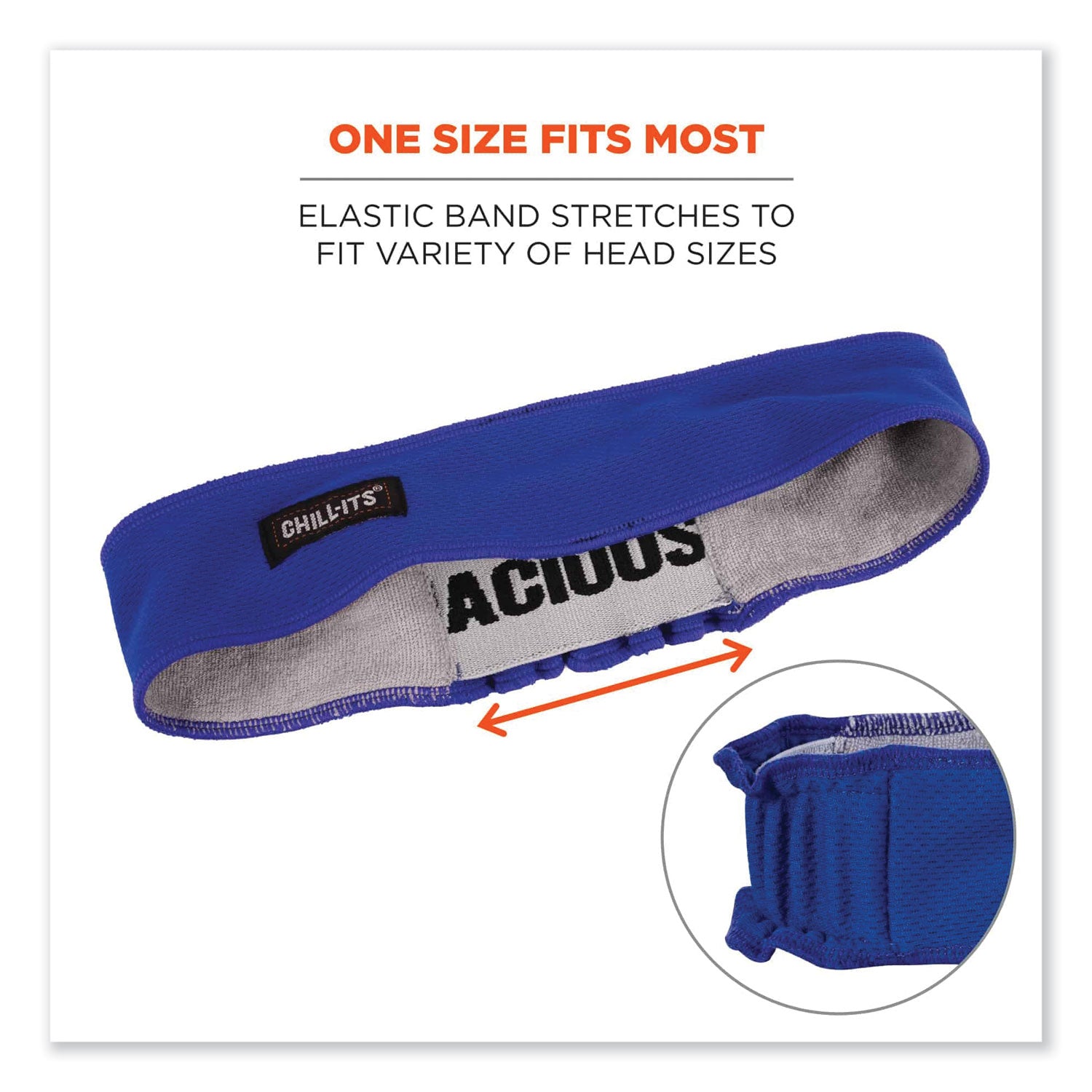 Ergodyne 6605 High-Performance Headband - 2" Height x 0.3" Width x 20" Length - Blue - Cloth, Elastic - 6 / Carton