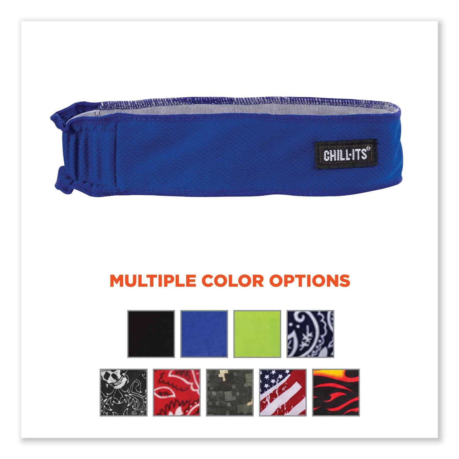 Ergodyne 6605 High-Performance Headband - 2" Height x 0.3" Width x 20" Length - Blue - Cloth, Elastic - 6 / Carton