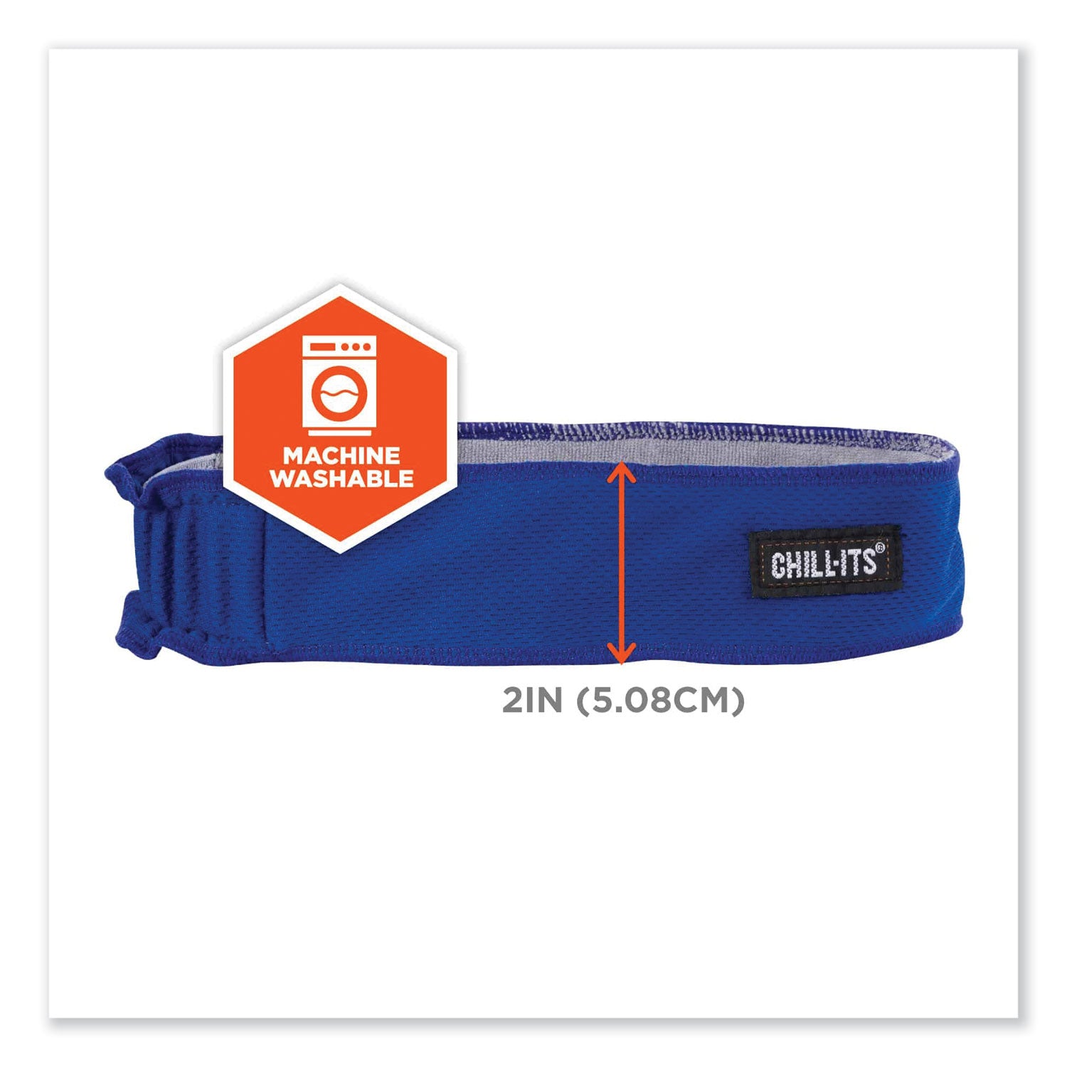 Ergodyne 6605 High-Performance Headband - 2" Height x 0.3" Width x 20" Length - Blue - Cloth, Elastic - 6 / Carton