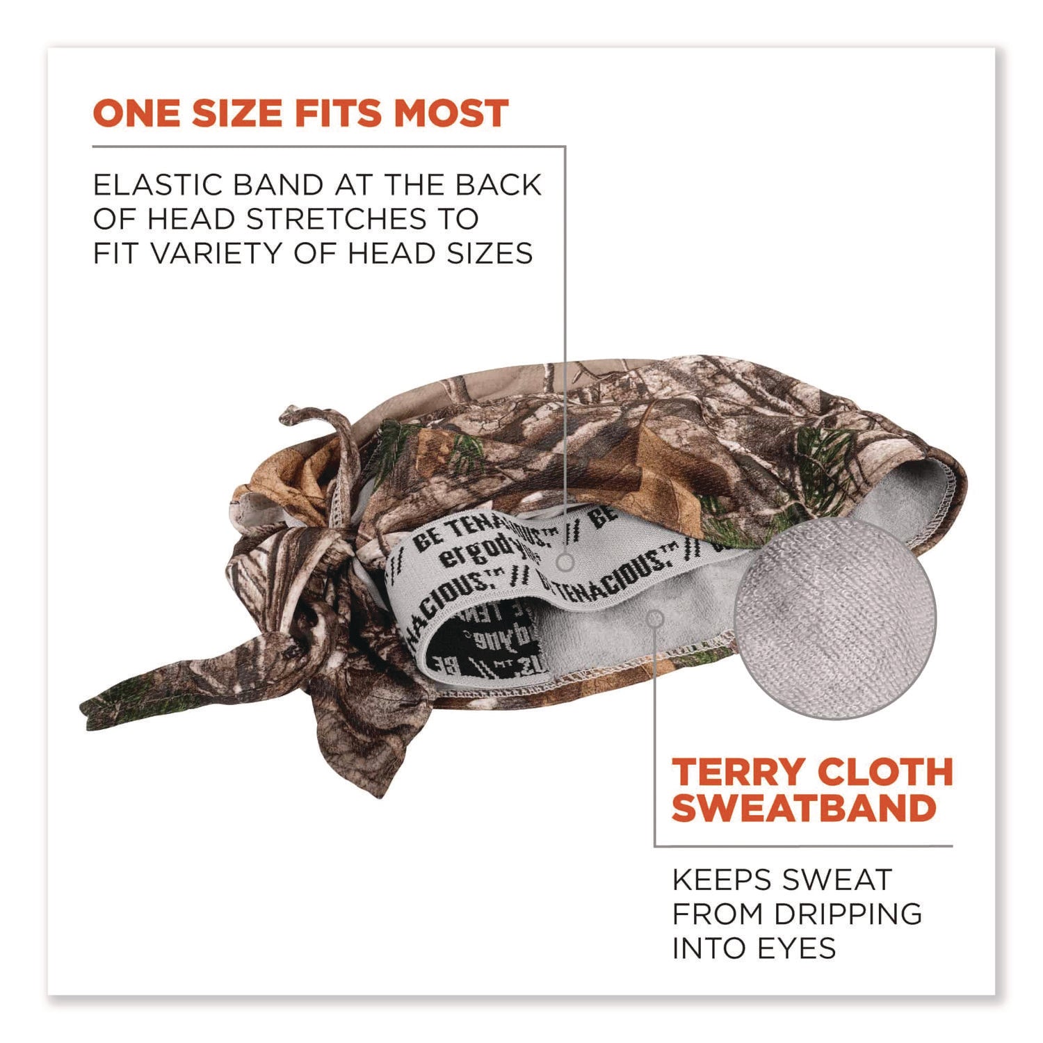 Ergodyne Chill-Its 6615 High-Performance Bandana Do Rag, Multi-Color Fabric, 6 per Carton