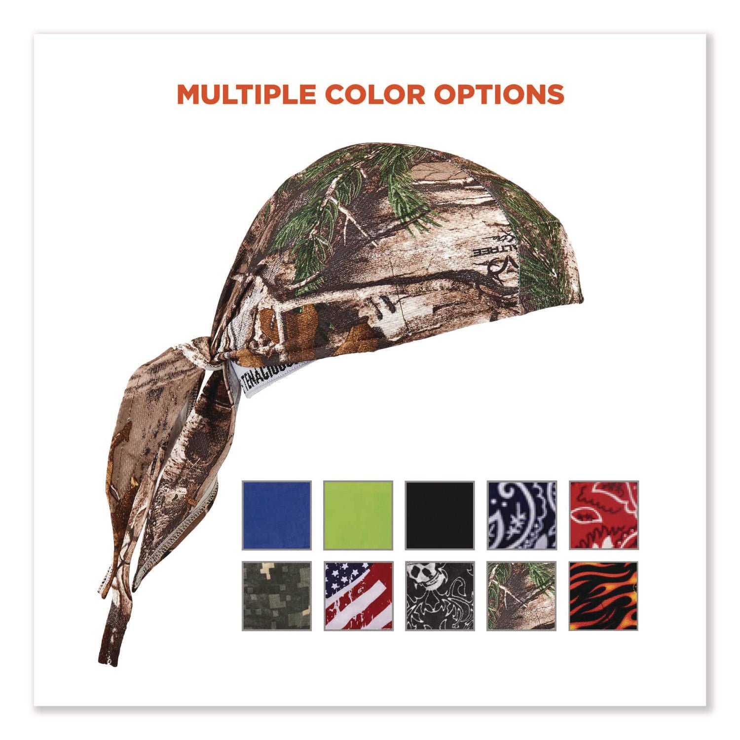 Ergodyne Chill-Its 6615 High-Performance Bandana Do Rag, Multi-Color Fabric, 6 per Carton