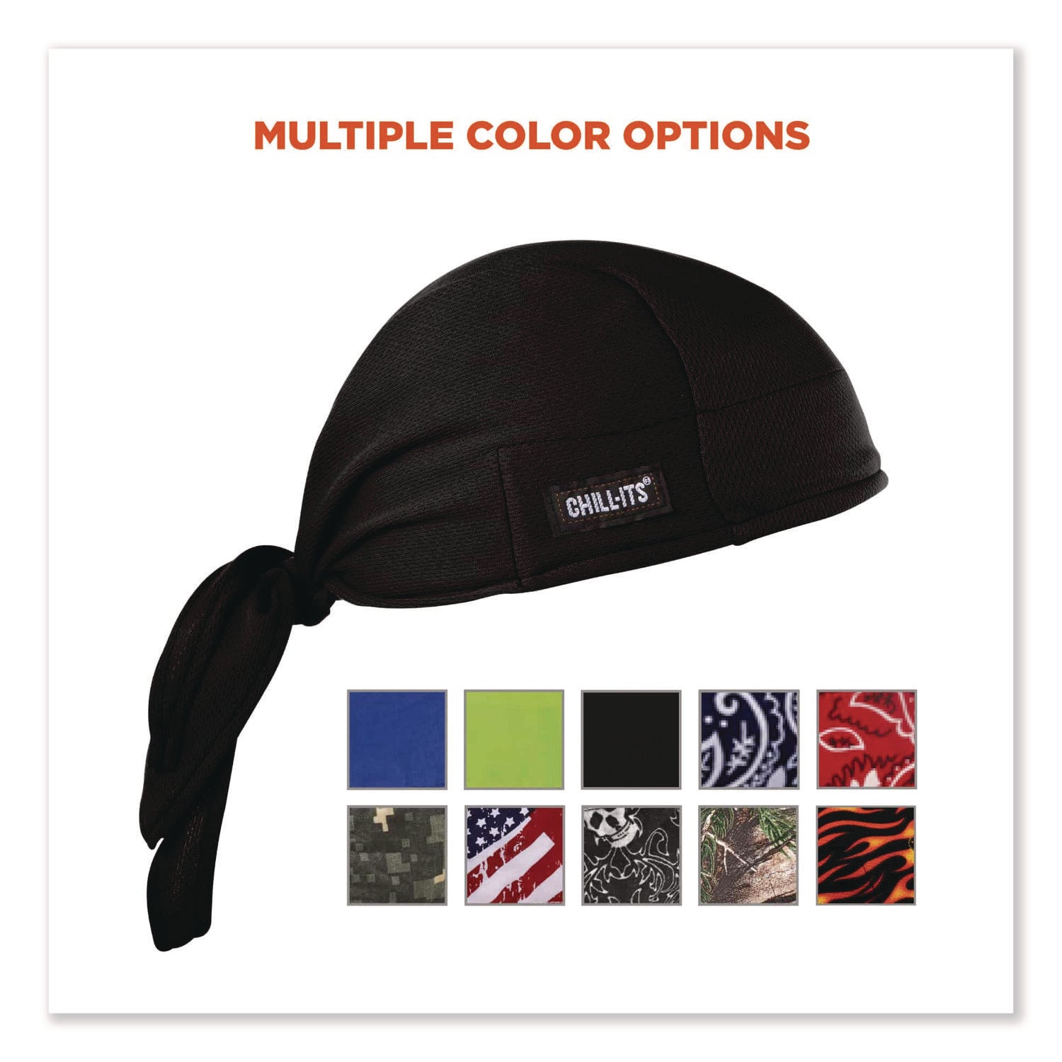 Ergodyne High-Performance Bandana Do Rag - Black - Fabric - 6 / Carton