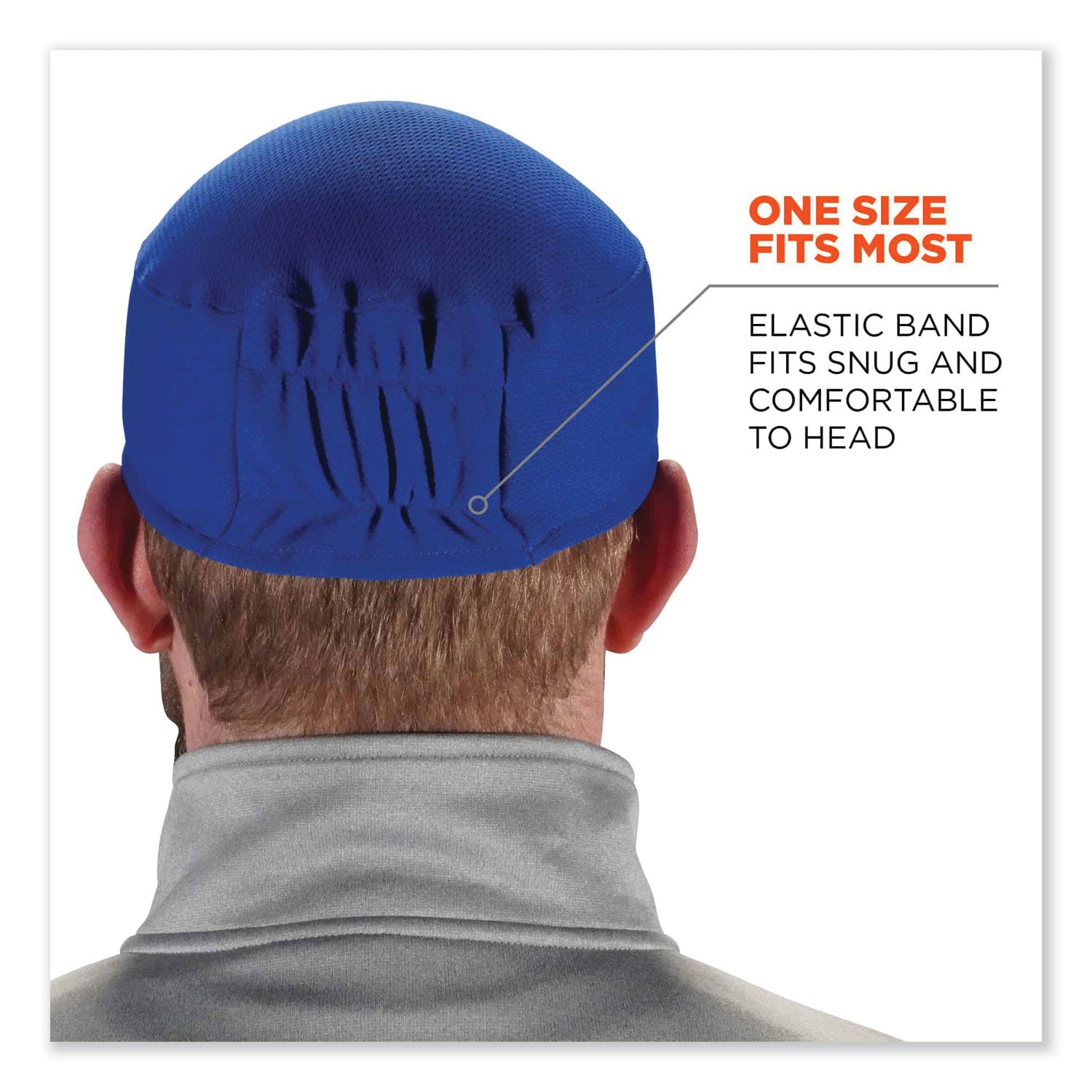 Ergodyne 6630 Skull Cap - Terry Cloth - Fabric, Elastic - Blue