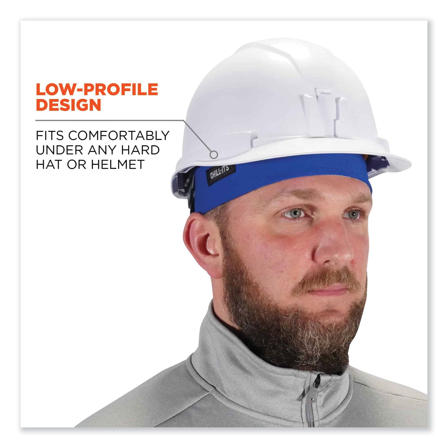 Ergodyne 6630 Skull Cap - Terry Cloth - Fabric, Elastic - Blue