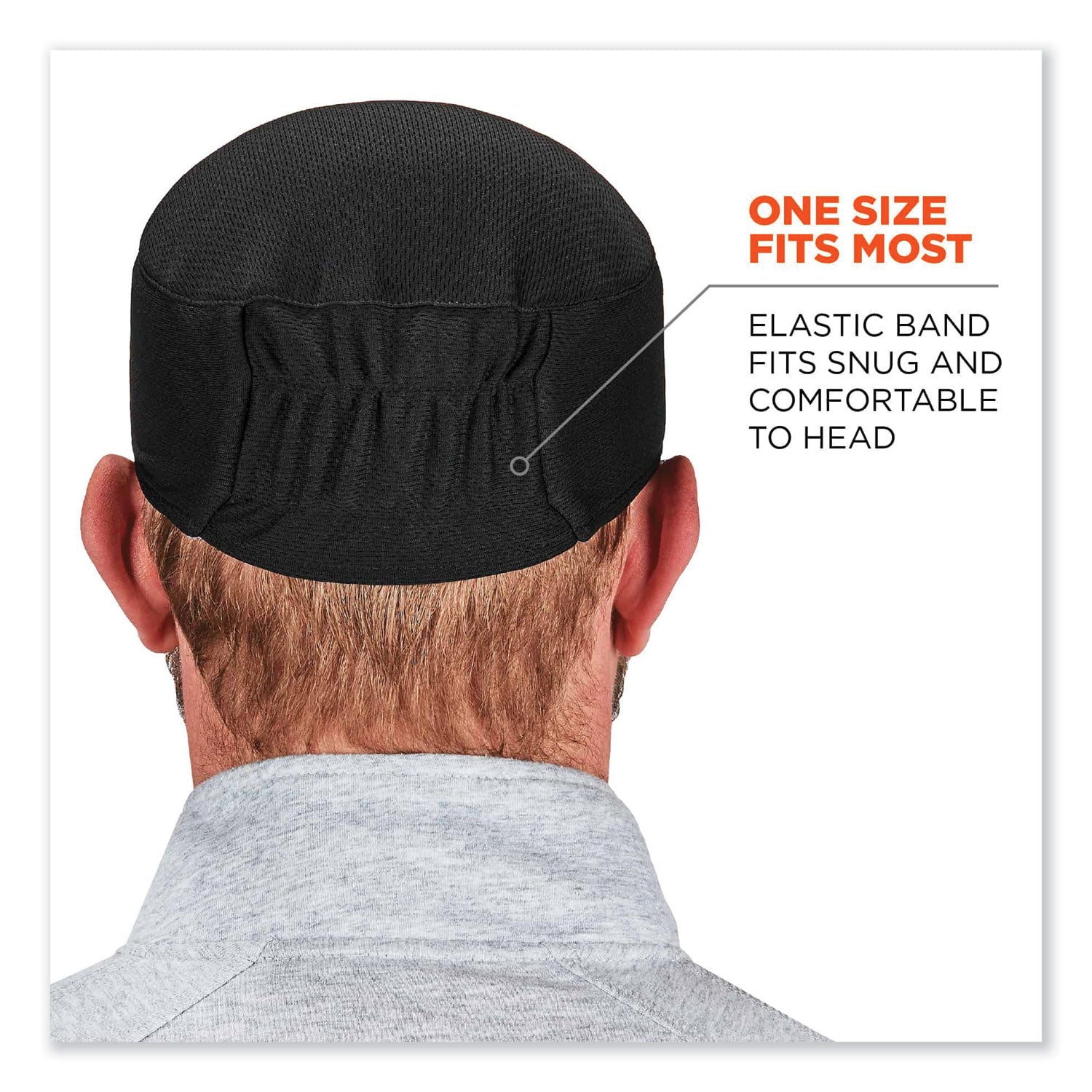 Ergodyne 6630 Skull Cap - Terry Cloth - Fabric, Elastic - Black