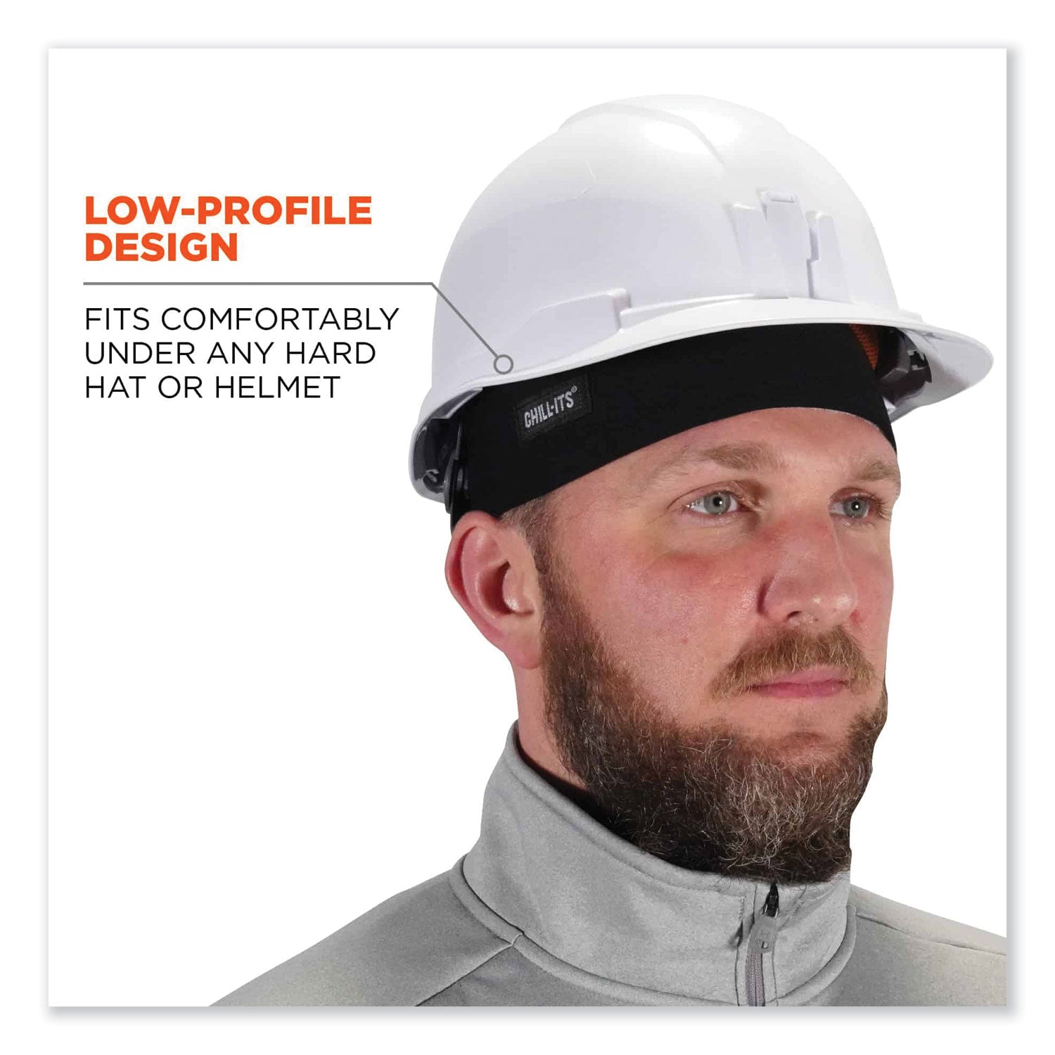 Ergodyne 6630 Skull Cap - Terry Cloth - Fabric, Elastic - Black