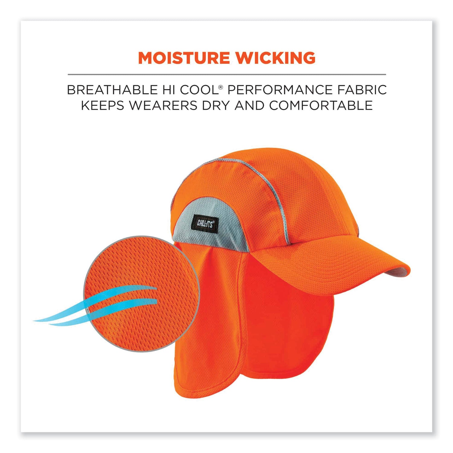 Ergodyne 6650 High-Performance Hat with Neck Shade - Orange
