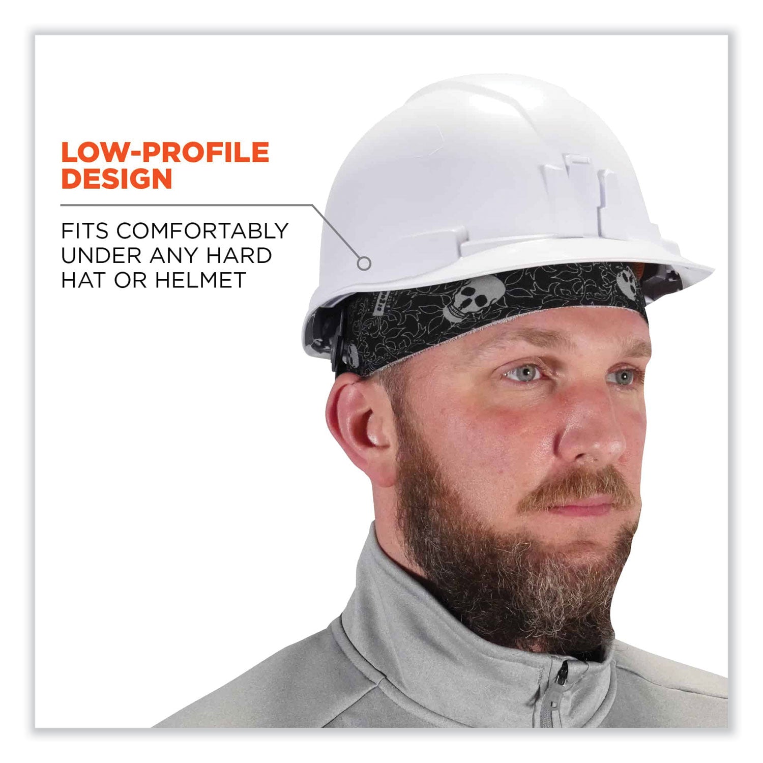 Ergodyne 6630 Skull Cap, Terry Cloth, Fabric and Elastic, Moisture Absorbent, Stretchable, Comfortable, Machine Washable, 6 per Carton