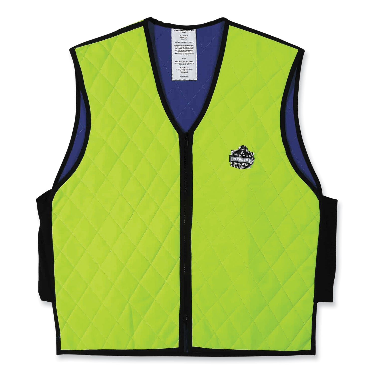 Ergodyne Chill-Its Evaporative Cooling Vest - Extra Large - Polymer, Nylon - Lime - Comfortable, High Visibility, Ventilation, Stretchable, Water Repellent, Lightweight, Durable, Washable, Zipper Closure - 1 Each