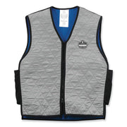 Ergodyne 6665 Evaporative Cooling Vest - Medium - Polyester, Fabric, Nylon, Mesh - Black, Gray - Water Repellent, Pocket, Comfortable, Durable, Ventilation, Stretchable, Lightweight, Washable, Breathable, Evaporation Resistant - 1 Each
