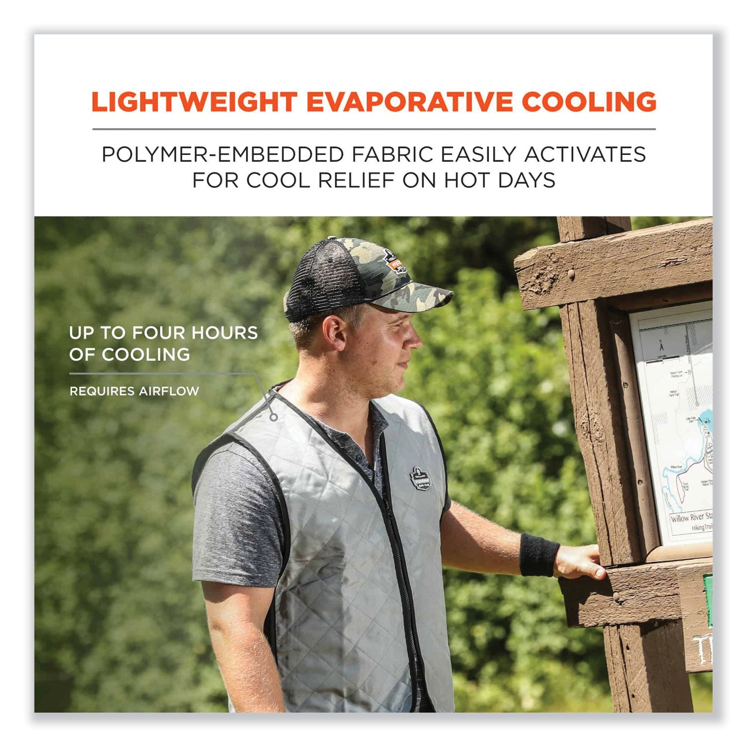 Ergodyne 6665 Evaporative Cooling Vest - Medium - Polyester, Fabric, Nylon, Mesh - Black, Gray - Water Repellent, Pocket, Comfortable, Durable, Ventilation, Stretchable, Lightweight, Washable, Breathable, Evaporation Resistant - 1 Each