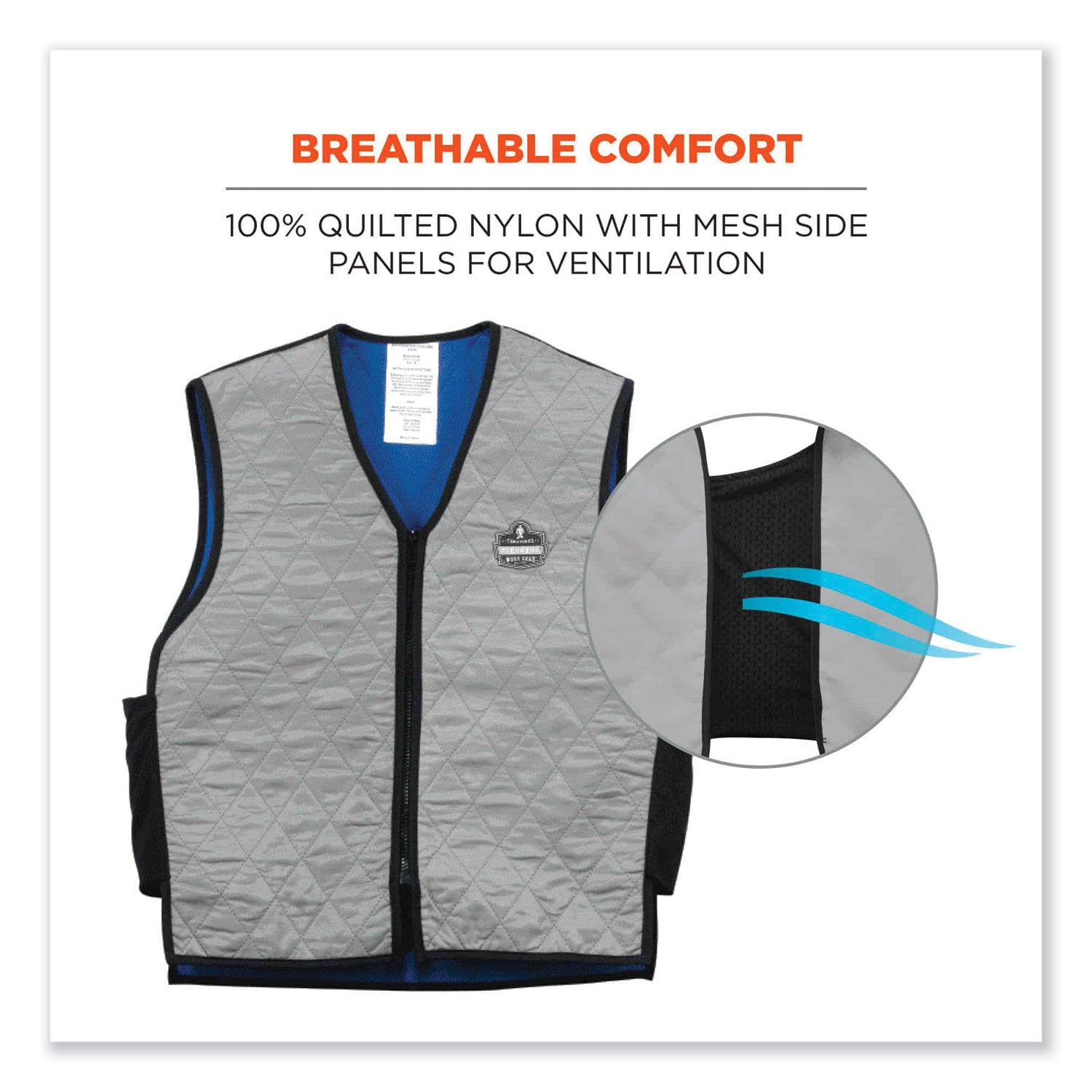 Ergodyne 6665 Evaporative Cooling Vest - Large - Polyester, Fabric, Nylon, Mesh - Black, Gray - Water Repellent, Pocket, Comfortable, Durable, Ventilation, Stretchable, Lightweight, Washable, Breathable, Evaporation Resistant - 1 Each