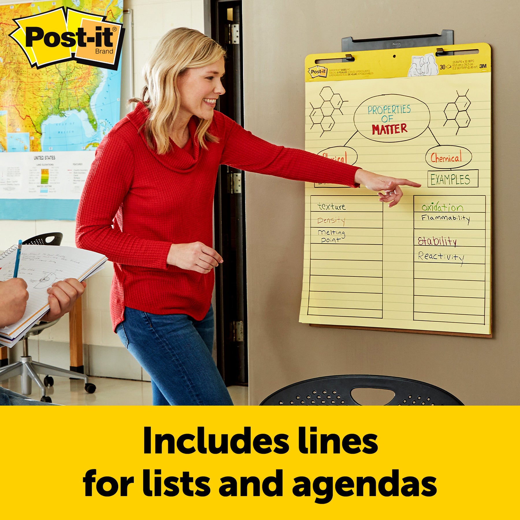 Super Sticky Easel Pads, 25" x 30", Yellow, 2 Pads