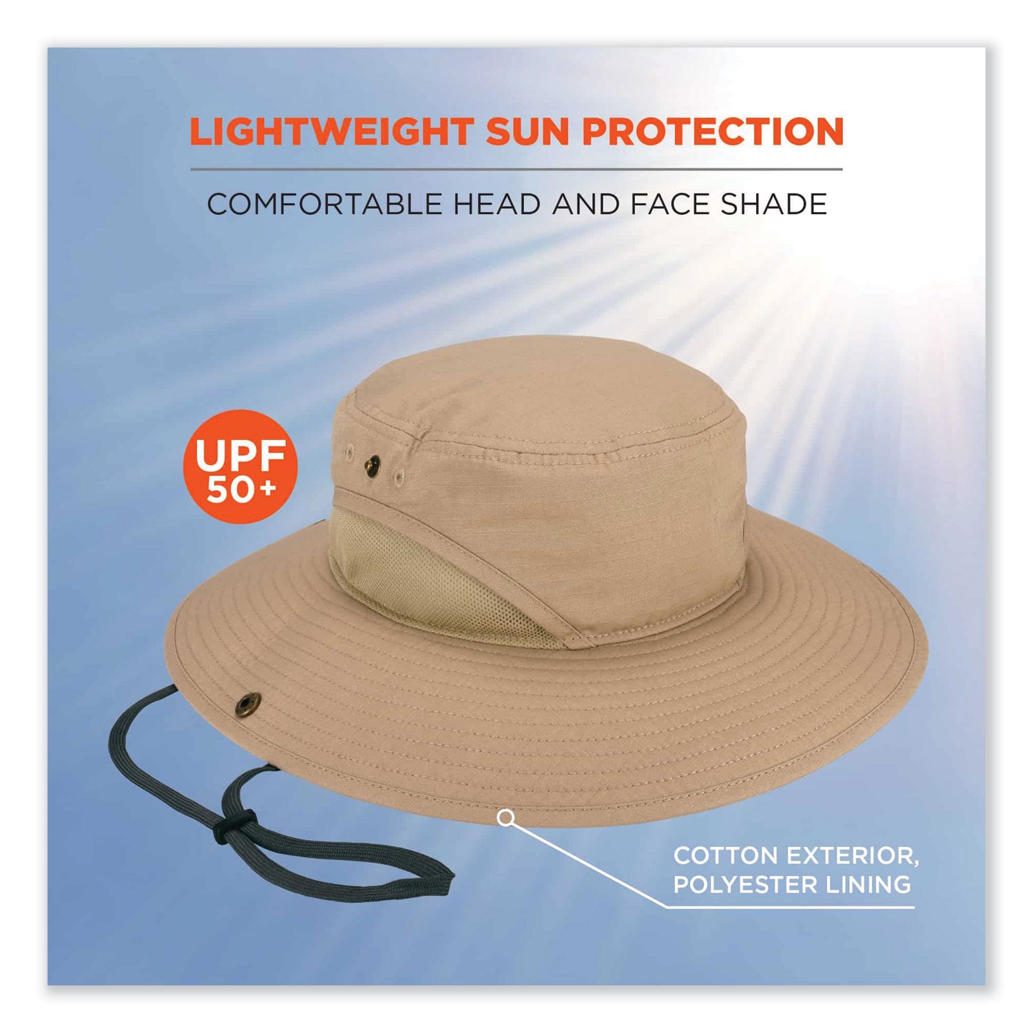 Ergodyne 8936 Lightweight Ranger Hat, Large/Extra Large, Khaki, Polyester/Cotton, 1 Each