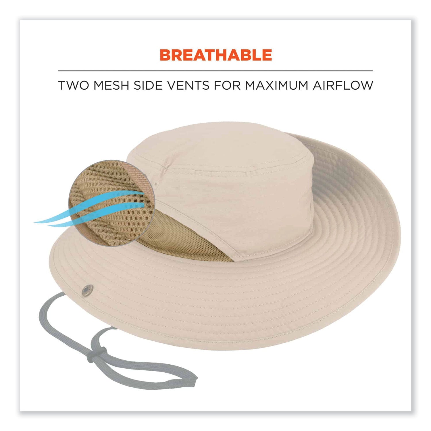 Ergodyne 8936 Lightweight Ranger Hat, Large/Extra Large, Khaki, Polyester/Cotton, 1 Each