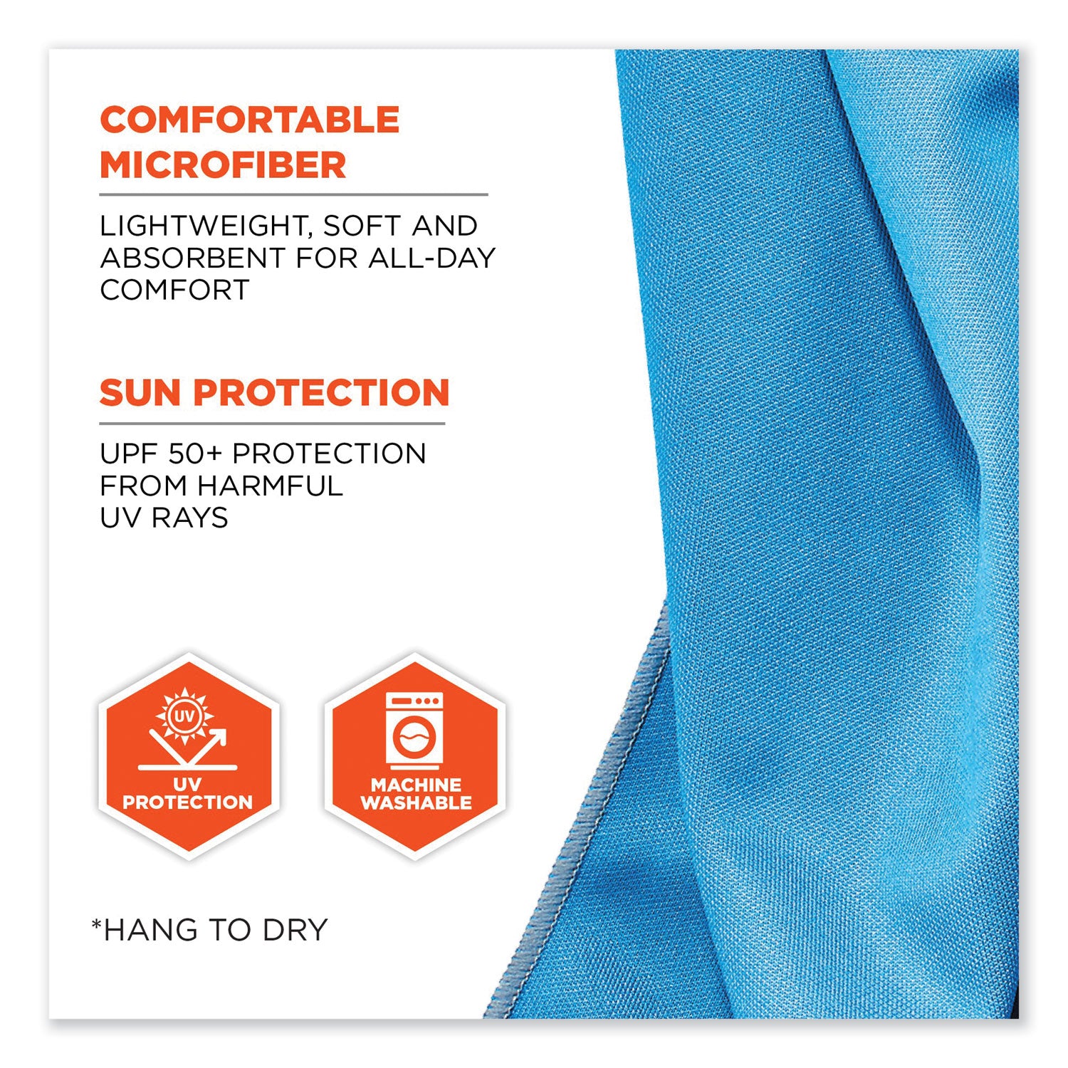 Ergodyne 6602MF Evaporative Microfiber Cooling Towel - 7.3" Height x 2.5" Width - Blue - MicroFiber - 1 Each
