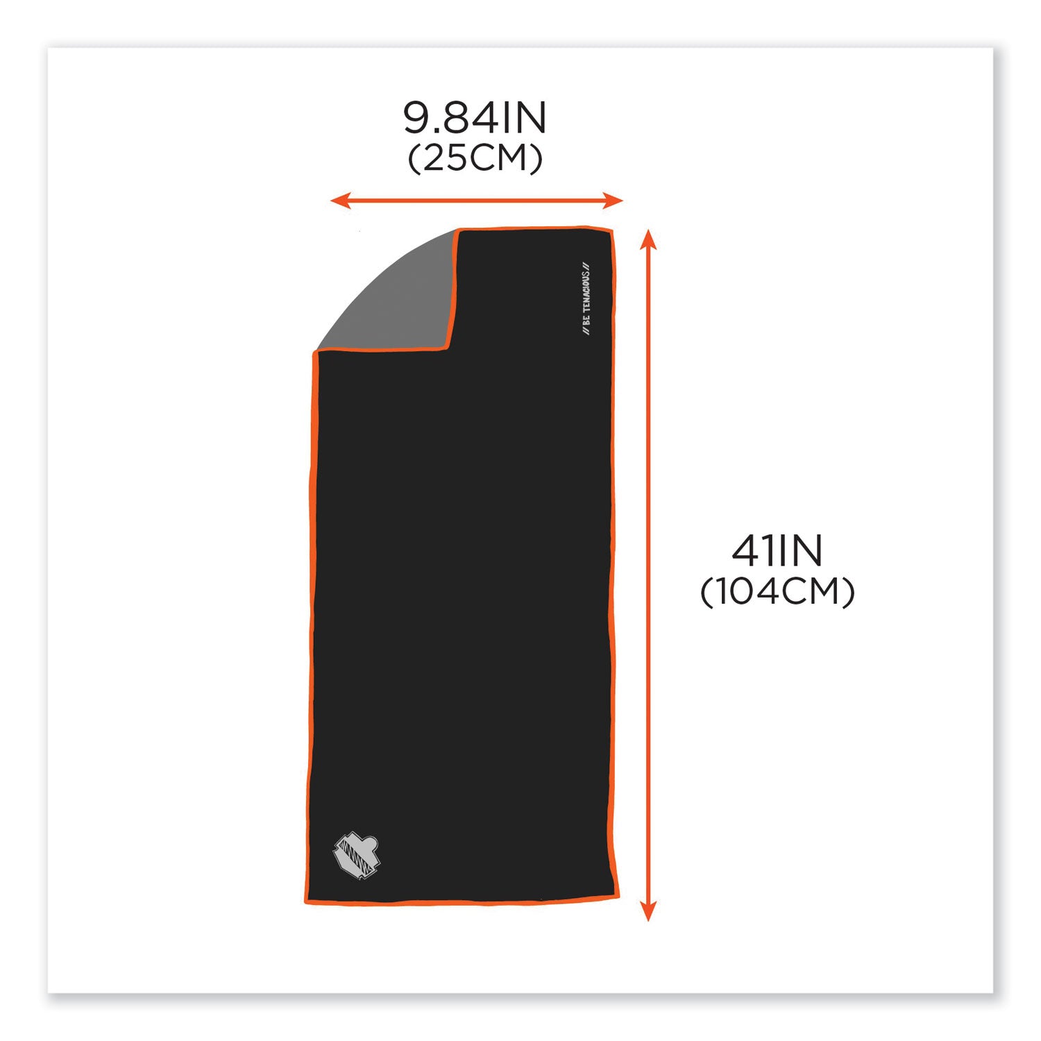 Ergodyne 6602MF Evaporative Microfiber Cooling Towel - 7.3" Height x 2.5" Width - Black - MicroFiber - 1 Each