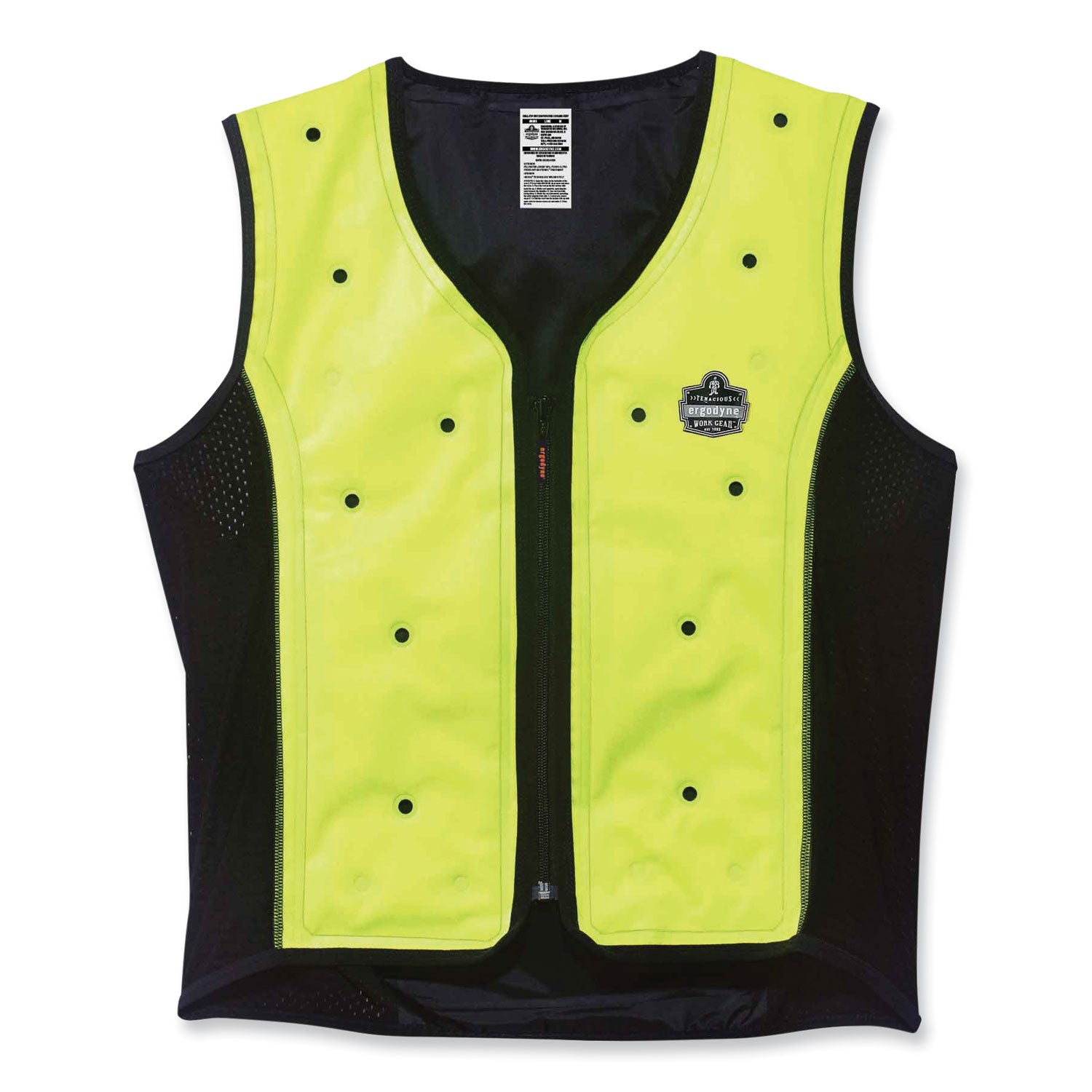 Ergodyne 6685 Premium Dry Evaporative Cooling Vest, 3X-Large, Zipper Closure, Lime, Machine Washable, Lightweight, Durable, Ventilated, Antimicrobial, High Visibility, Stretchable, Snug Fit, 1 Each