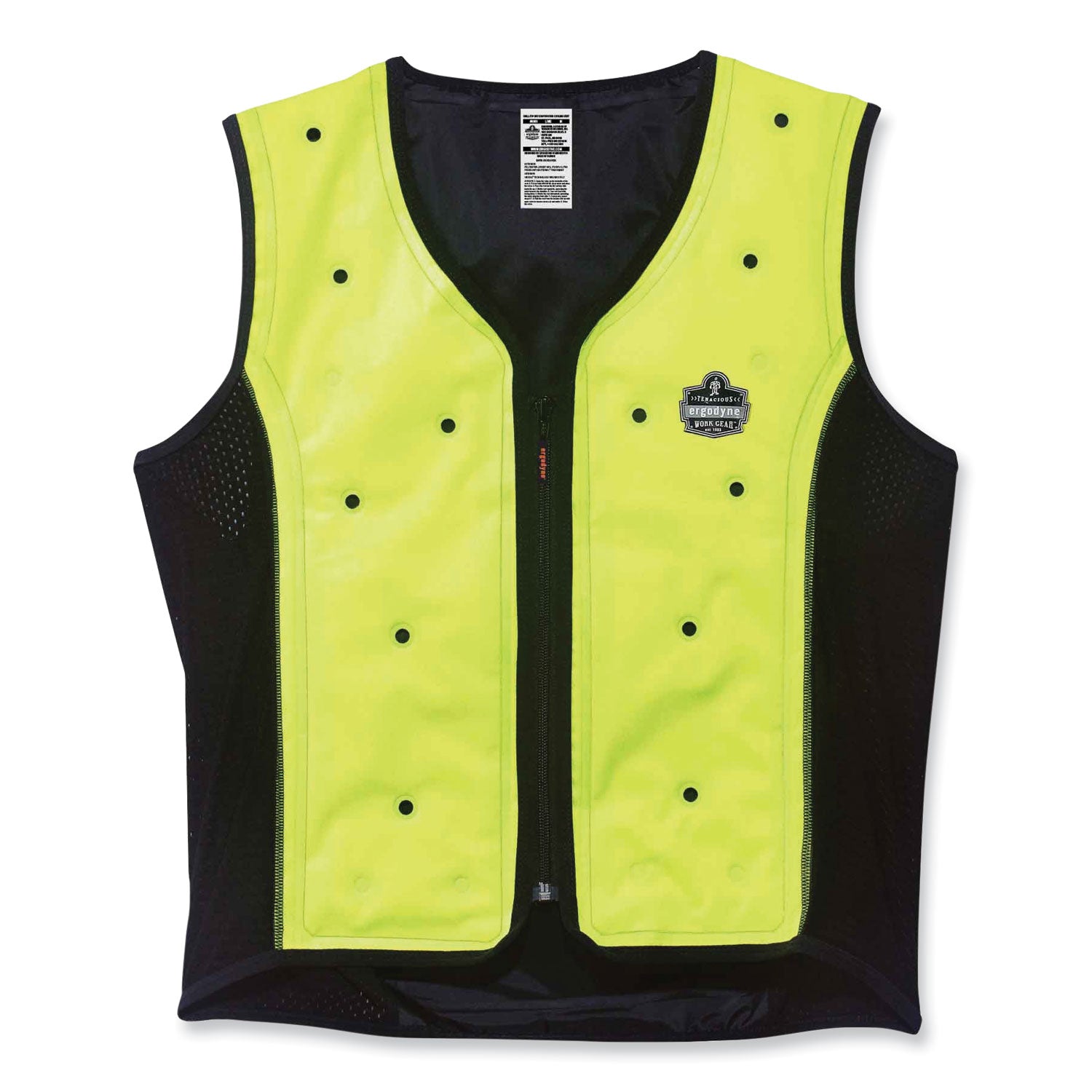 Ergodyne 6685 Premium Dry Evaporative Cooling Vest, 4-Xtra Large, Zipper Closure, Lime, Machine Washable, Lightweight, Durable, Ventilated, Antimicrobial, High Visibility, 1 Each