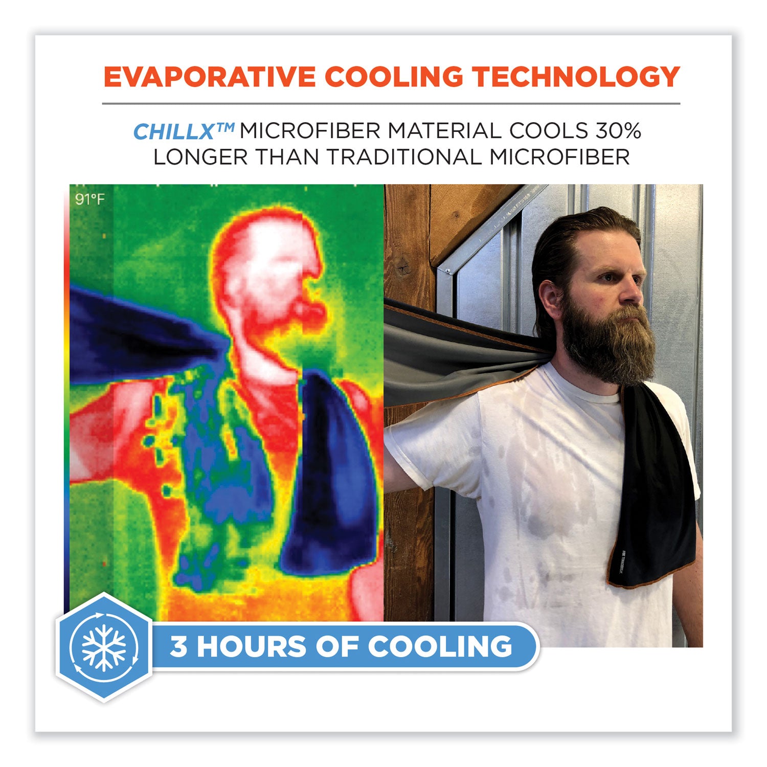 Ergodyne 6602MF Evaporative Microfiber Cooling Towel - 7.3" Height x 2.5" Width - Lime - MicroFiber - 1 Each