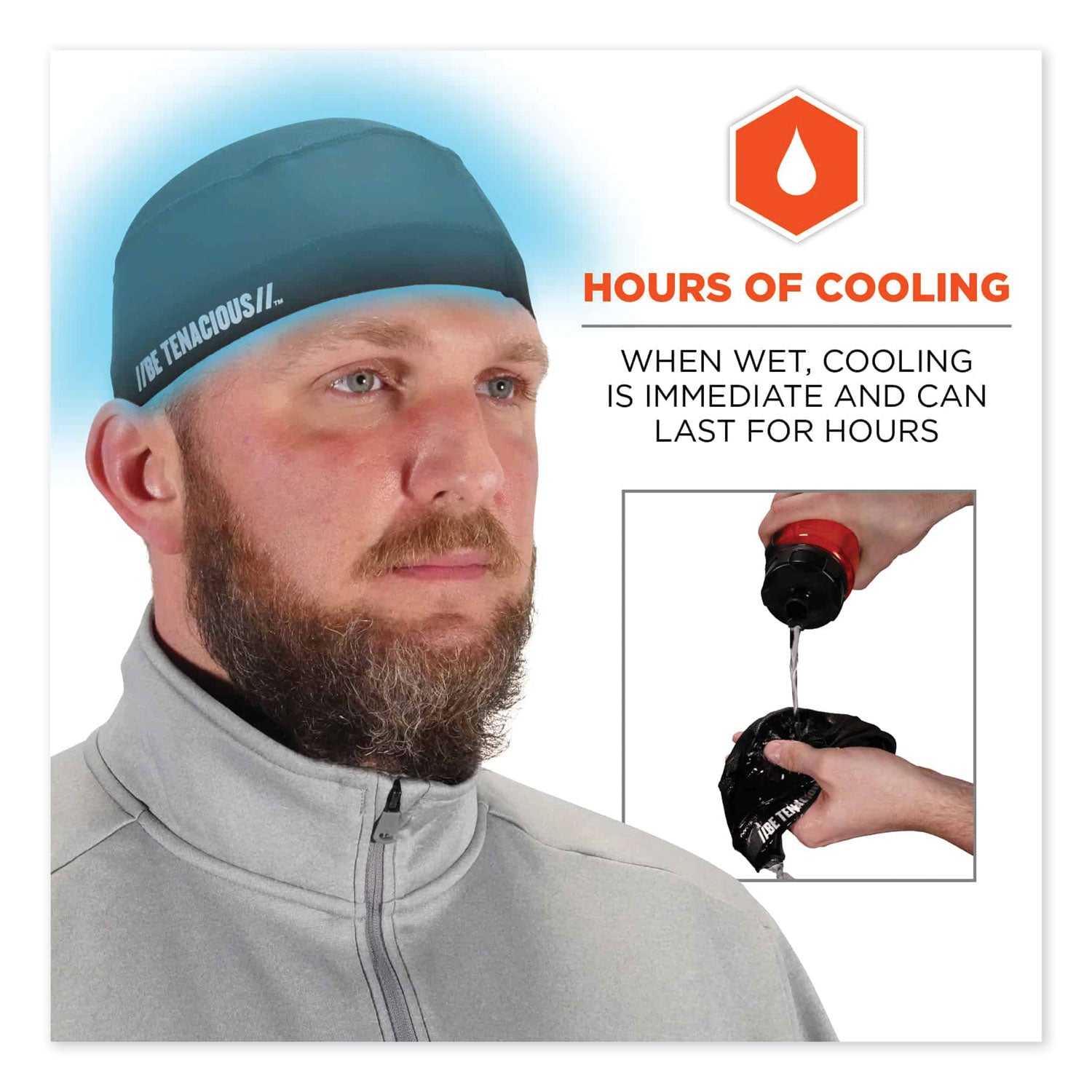 Ergodyne 6632 Cooling Skull Cap - Fabric, Elastic - Black