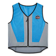 Ergodyne 6667 Wet Evaporative Cooling Vest, PVA Material, Large, Zipper Closure, Blue, Machine Washable, Breathable, Lightweight, Moisture Resistant, 1 Each
