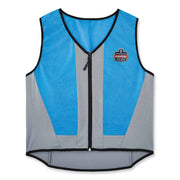 Ergodyne Chill-Its 6667 Wet Evaporative Cooling Vest, PVA Material, Extra Large, Zipper Closure, Blue, Machine Washable, Lightweight, Breathable, 1 Each