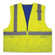 Ergodyne Chill-Its 6668 Hi-Vis Safety Cooling Vest, Medium, Lime, Zipper Closure, 2 Pockets, Polyester/Nylon, Lightweight, Breathable, Reflective Strap, Water Repellent, 1 Each