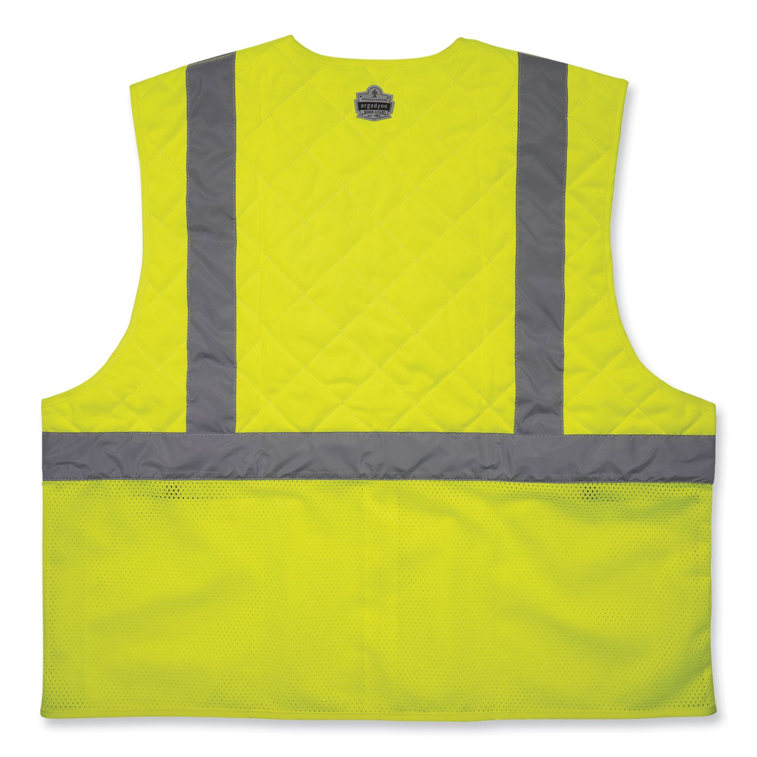 Ergodyne Chill-Its 6668 Hi-Vis Safety Cooling Vest, Large, Lime, Zipper Closure, 2 Pockets, Polyester/Nylon, Lightweight, Breathable, Reflective Strap, Water Repellent, 1 Each