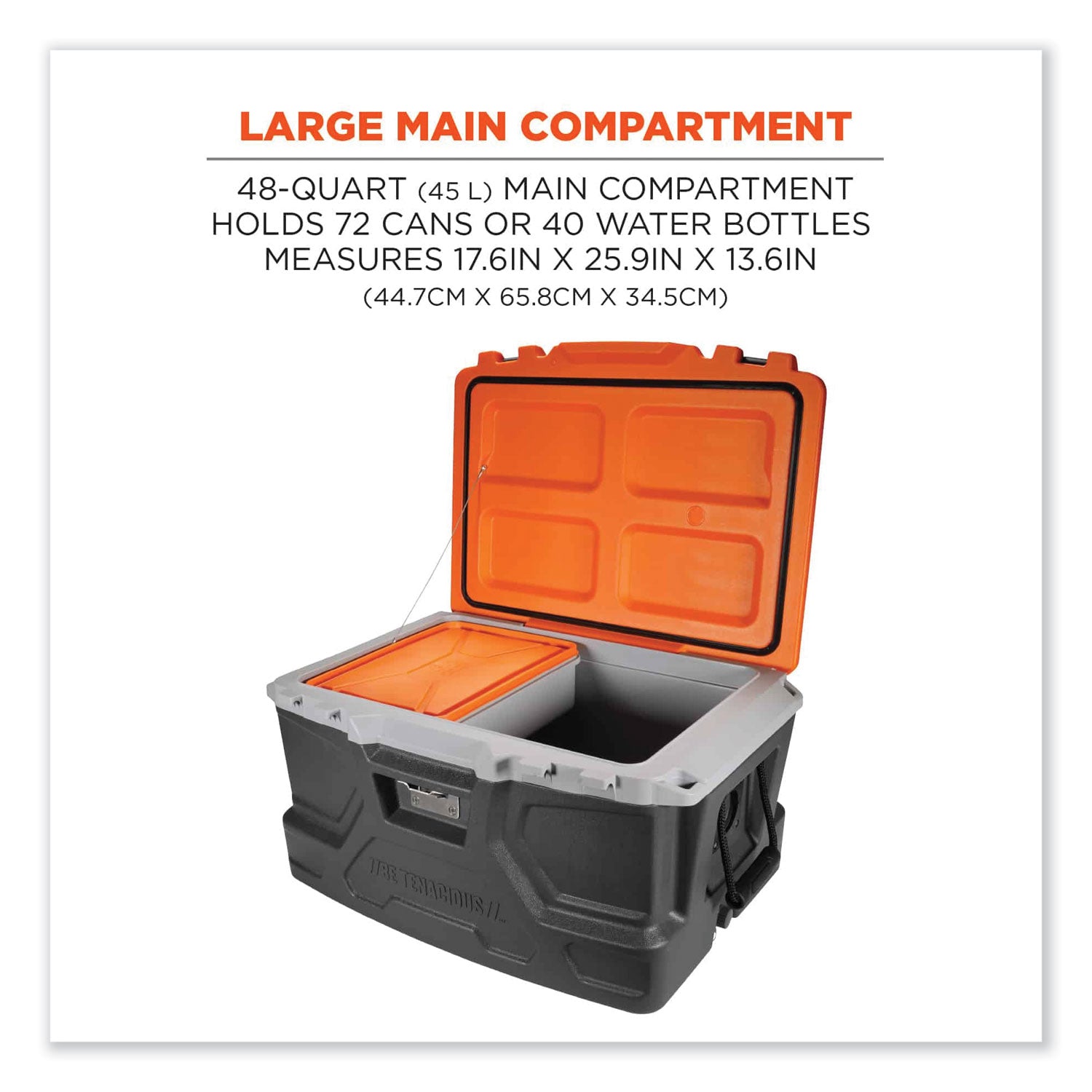 12 gal - 72 Can Support - 40 Bottle Support - Orange, Gray - Stainless Steel, Plastic, Rubber, Nylon
