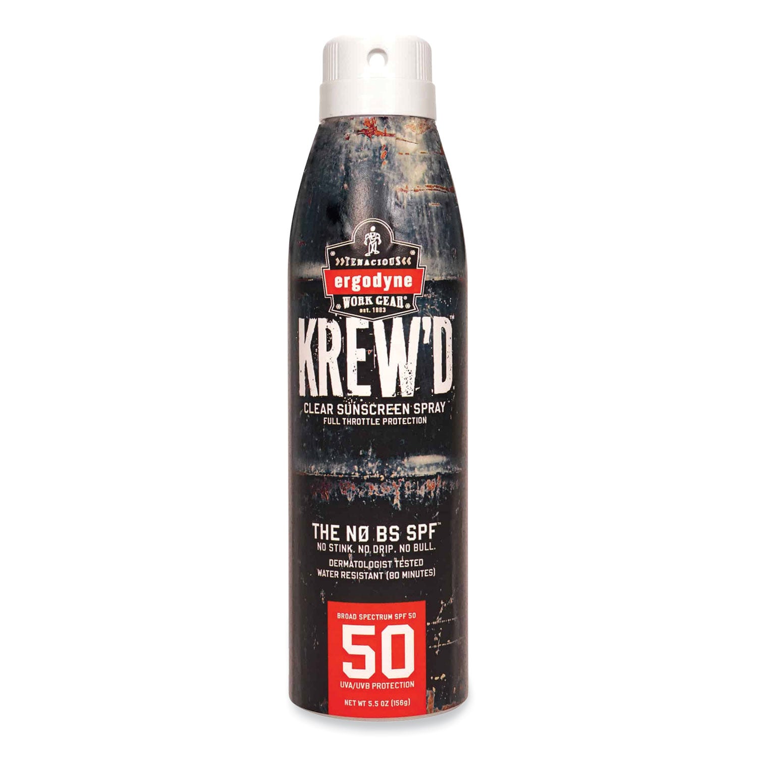 Ergodyne 6353 SPF 50 Sunscreen Spray, 5.50 fl oz, Water & Sweat Resistant, UVA/UVB Protection, Lightweight, Non-greasy, Hypoallergenic, Paraben-Free, 1 Each