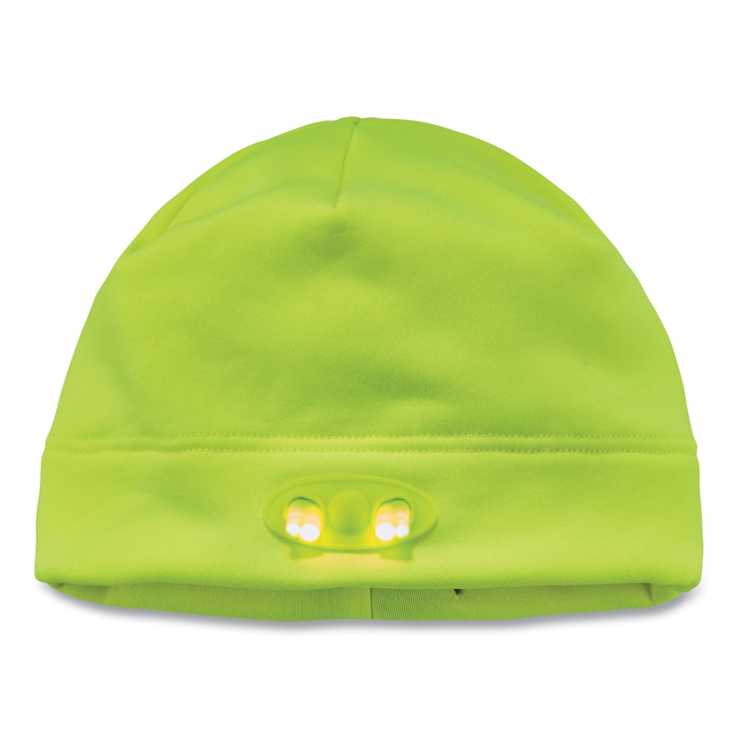 Ergodyne 6804 Skull Cap Beanie Hat with LED Lights, Fleece, Lime, 1 Each