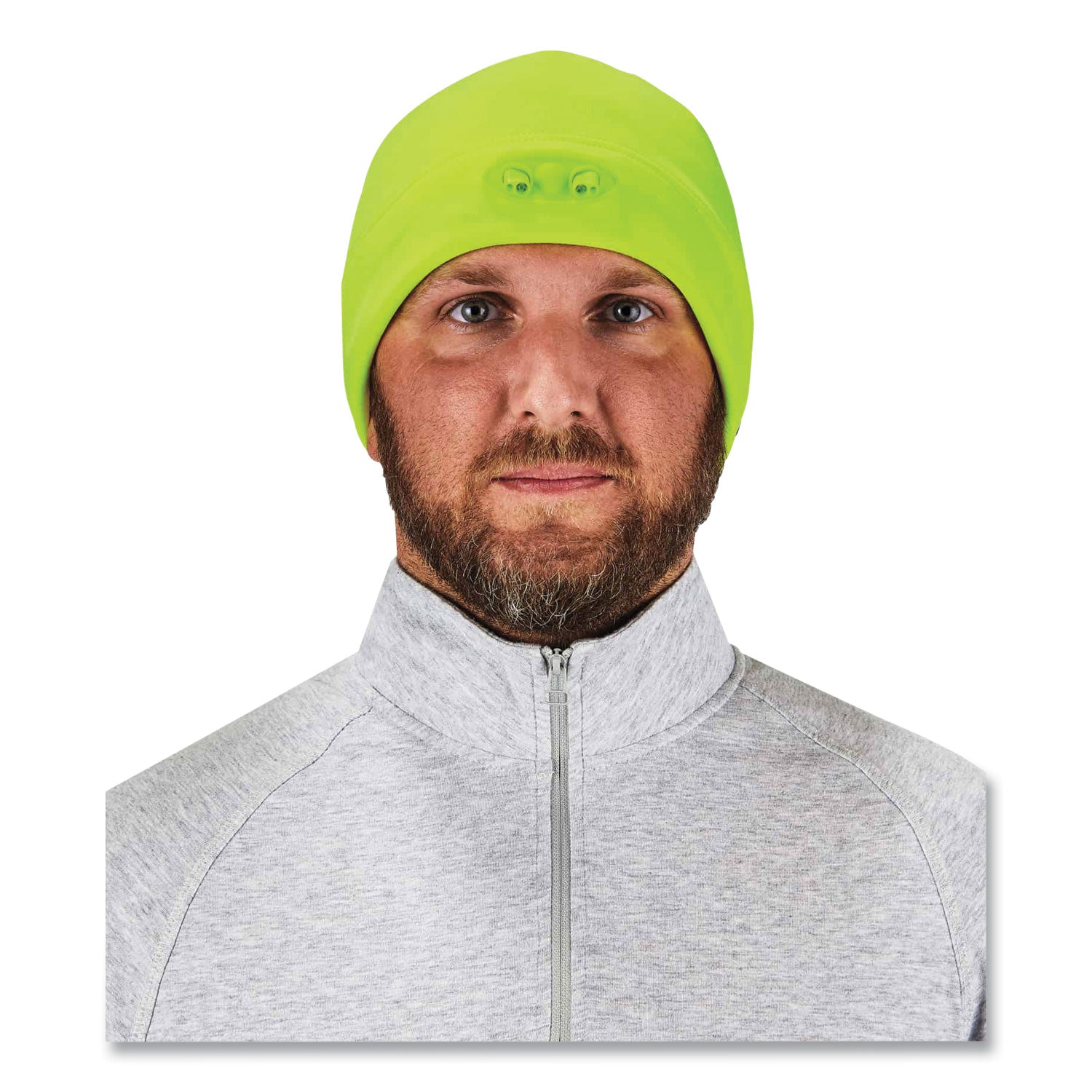 Ergodyne 6804 Skull Cap Beanie Hat with LED Lights, Fleece, Lime, 1 Each