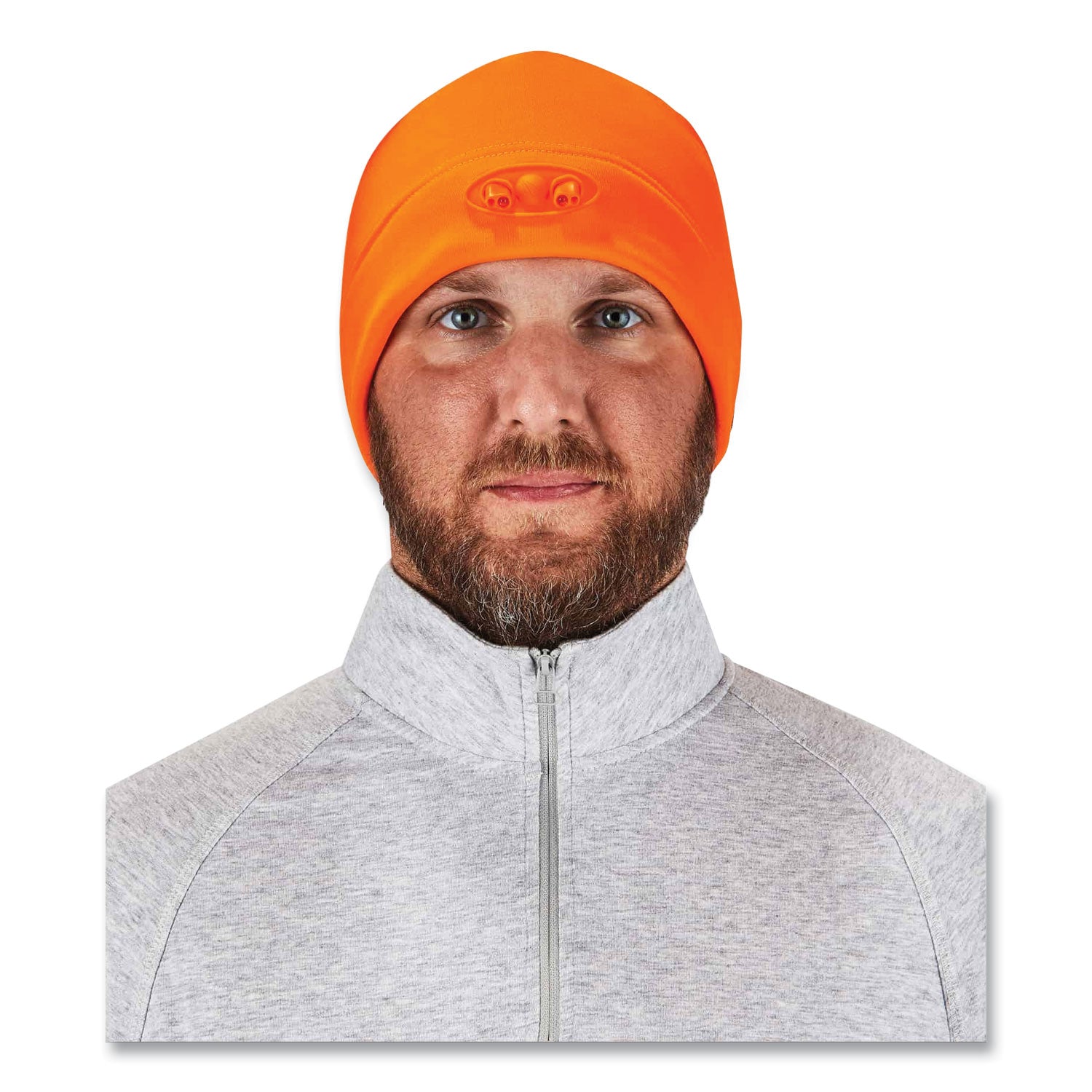 Ergodyne N-Ferno 6804 Skull Cap Beanie Hat with LED Lights, Fleece, Orange, 1 Each