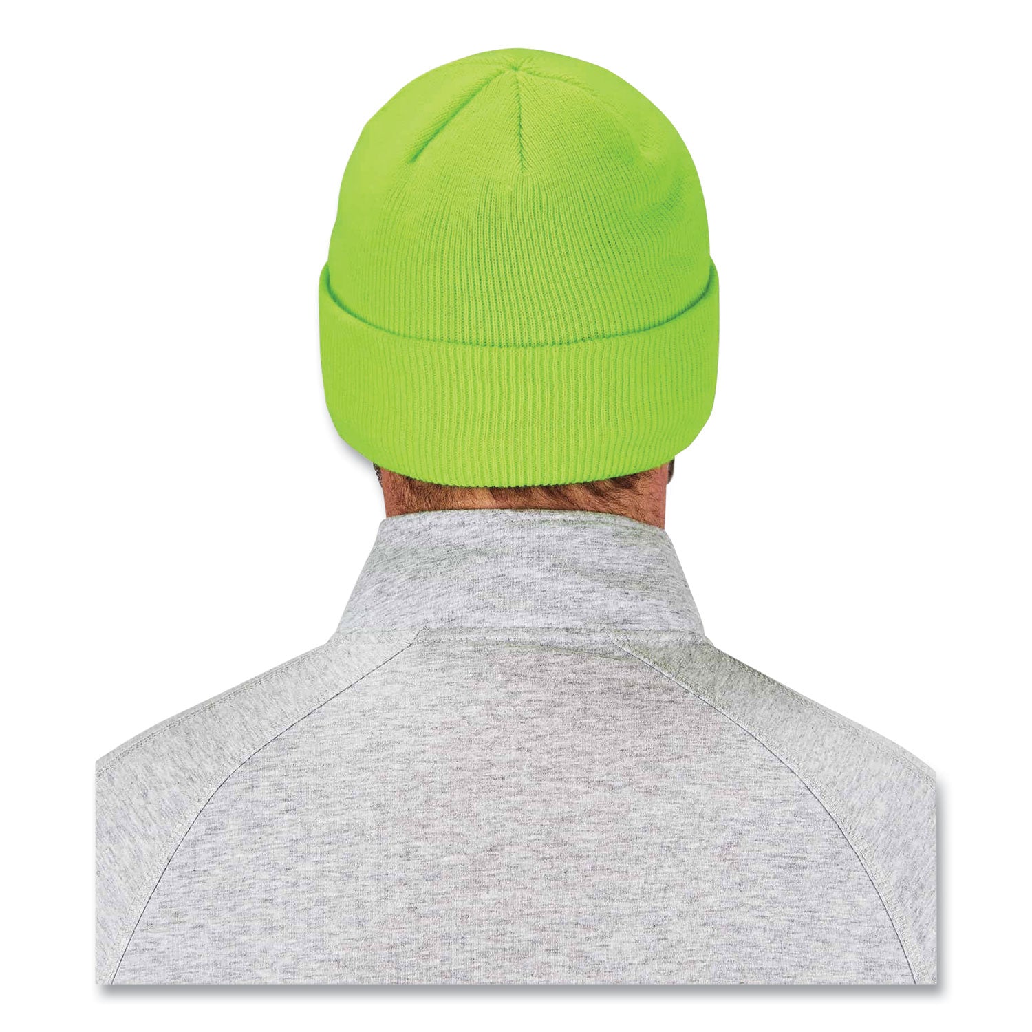 Ergodyne 6806 Cuffed Rib Knit Beanie Hat, Acrylic, Lime, 6 per Carton