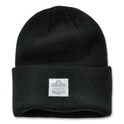 Ergodyne 6806 Cuffed Rib Knit Beanie Hat, Acrylic, Black, 6 per Carton