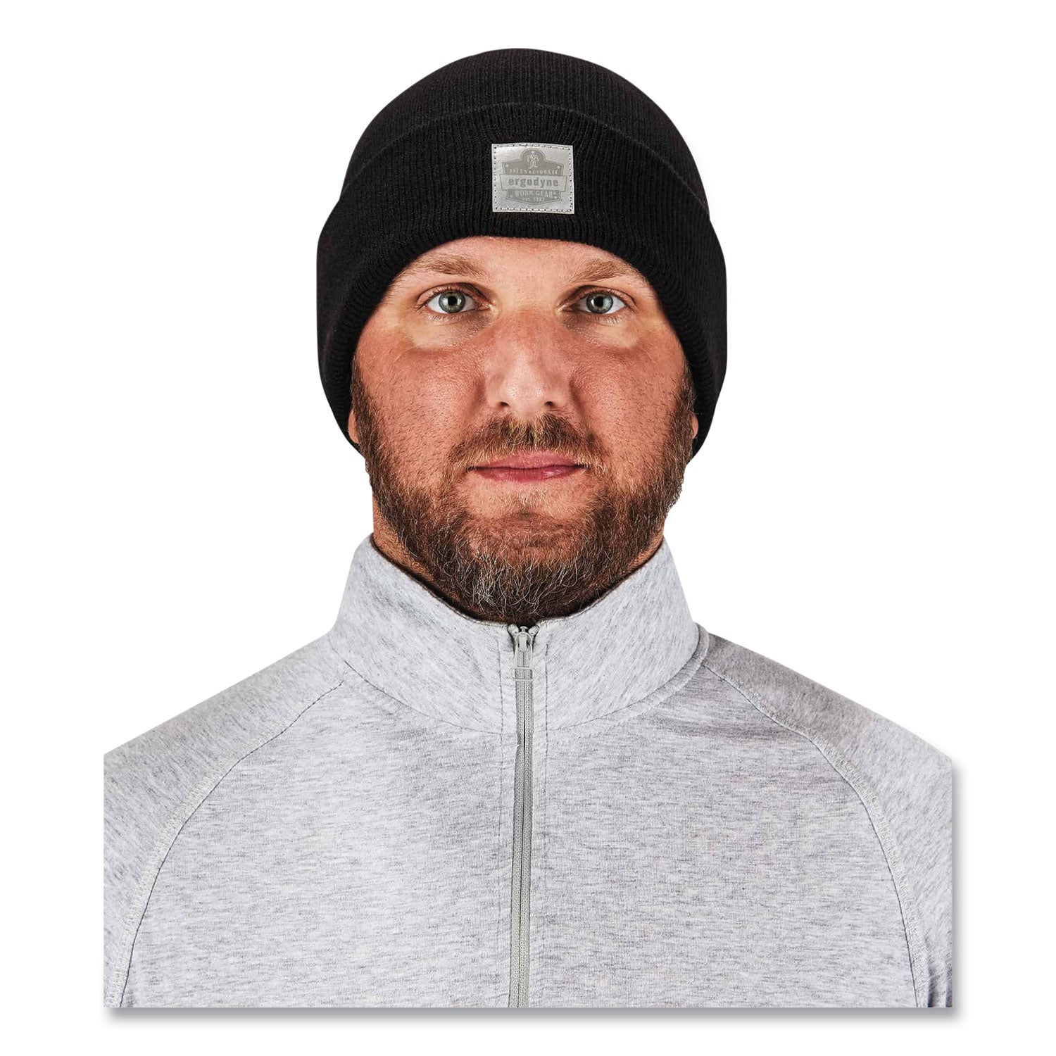 Ergodyne 6806 Cuffed Rib Knit Beanie Hat, Acrylic, Black, 6 per Carton